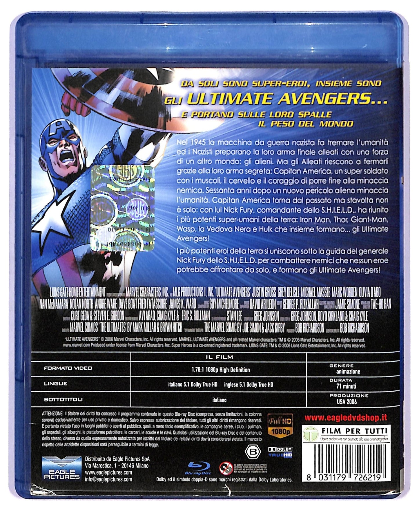 EBOND Ultimate Avengers BLURAY NOLEGGIO BLURAY BLURAY D744457