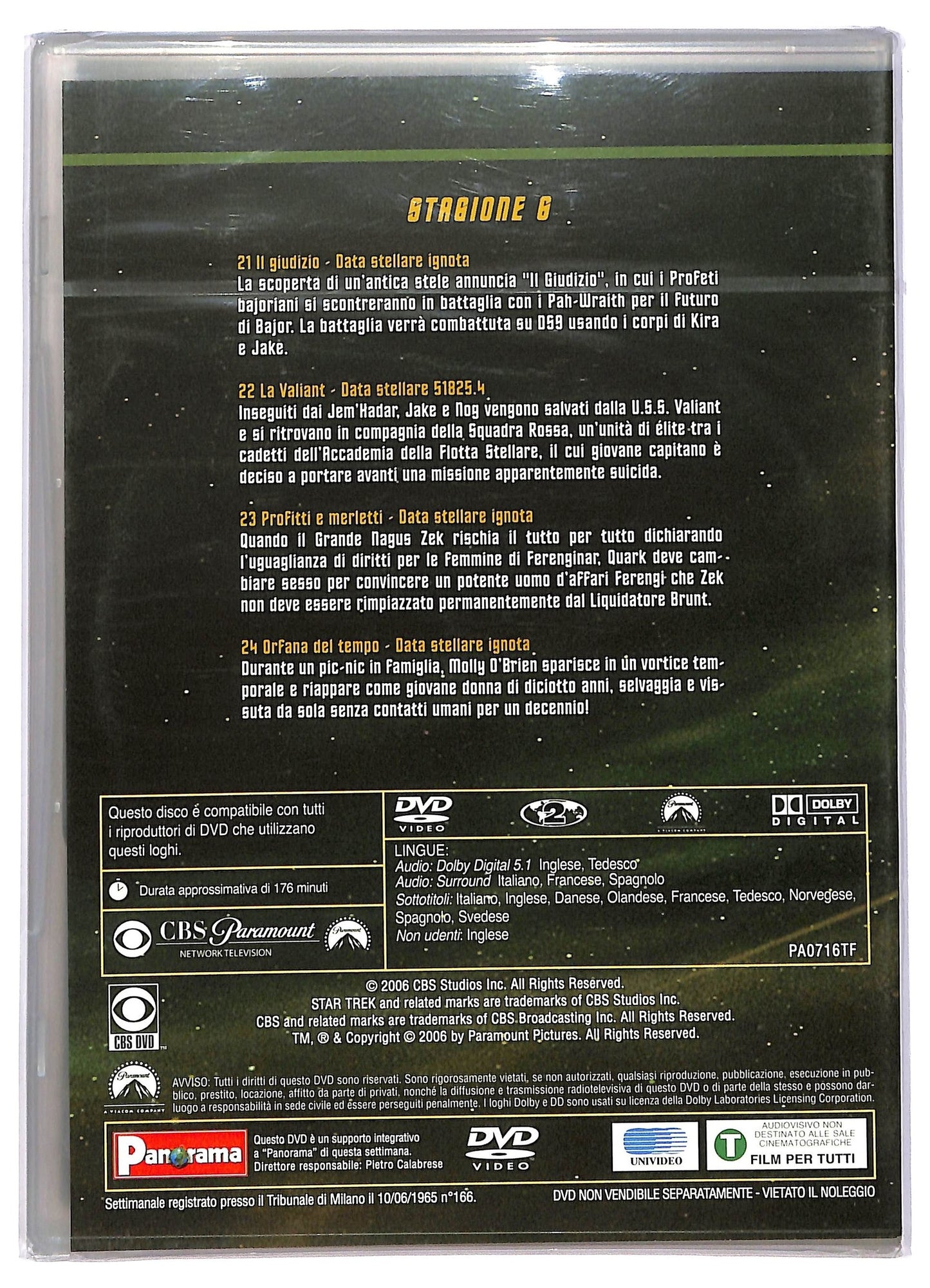 EBOND Star trek deep space nine stag 6 episodi 21 - 24 disco 6 EDITORIALE DVD D744516
