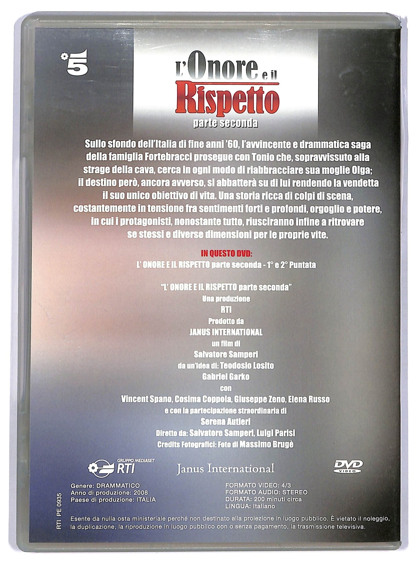 EBOND L'onore e il rispetto parte seconda - prima e seconda puntata EDITORIALE DVD D744762