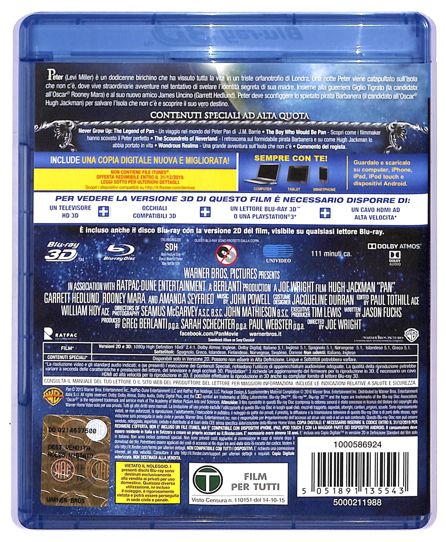 EBOND Pan (BLURAY+BLURAY3D+NO COPIA DIGITALE) BLURAY D745002