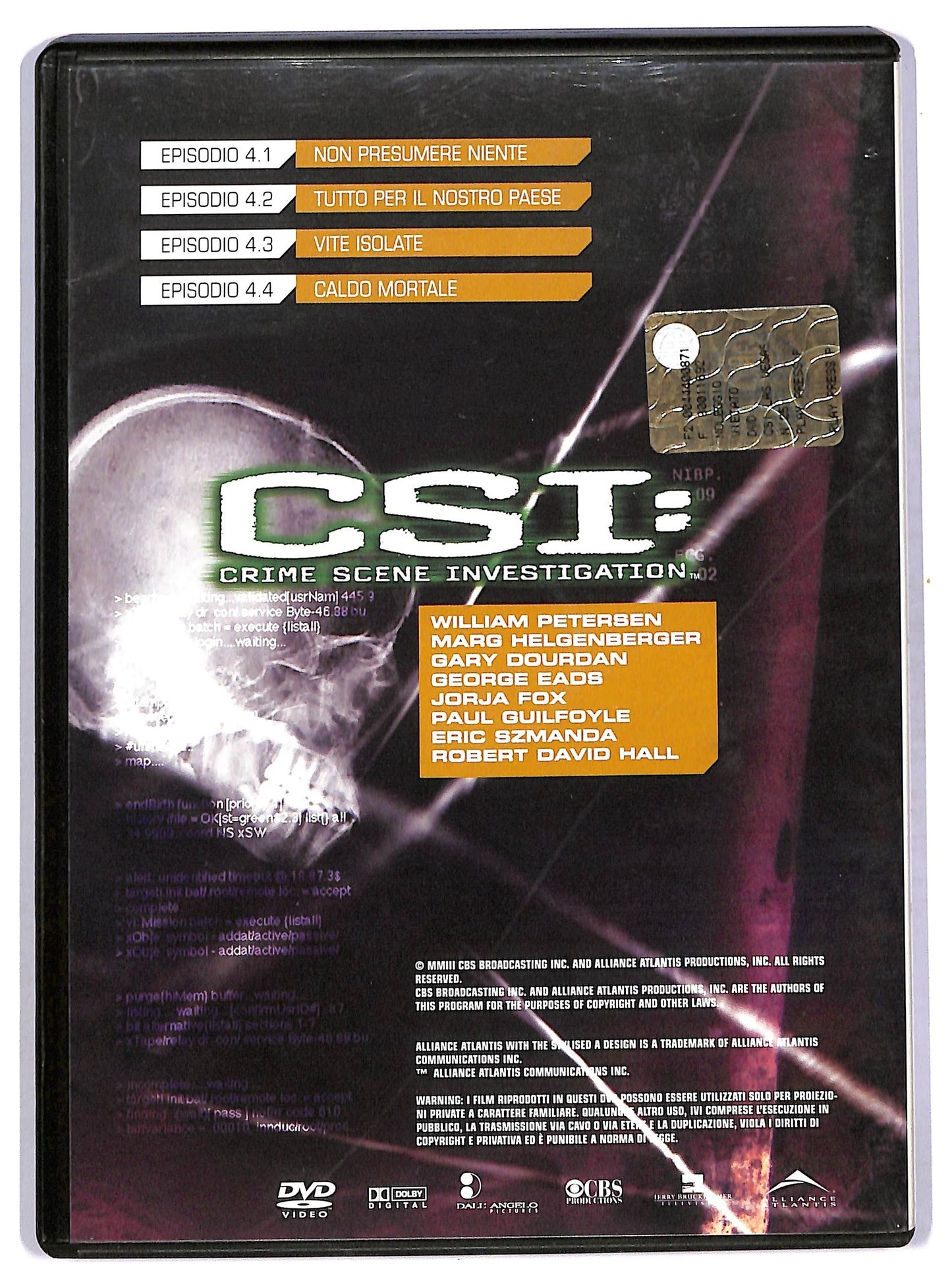 EBOND CSI Crime scene investigation quarta stagione disco 01 EDITORIALE DVD D749034