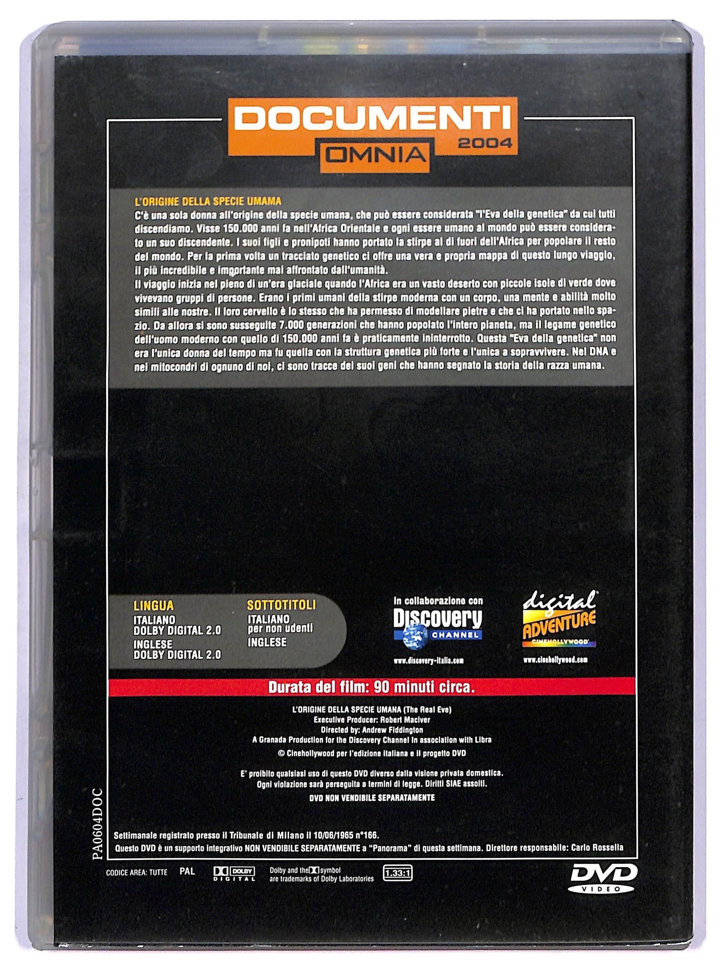 EBOND Documenti omnia l'origine della specie umana EDITORIALE DVD D749328