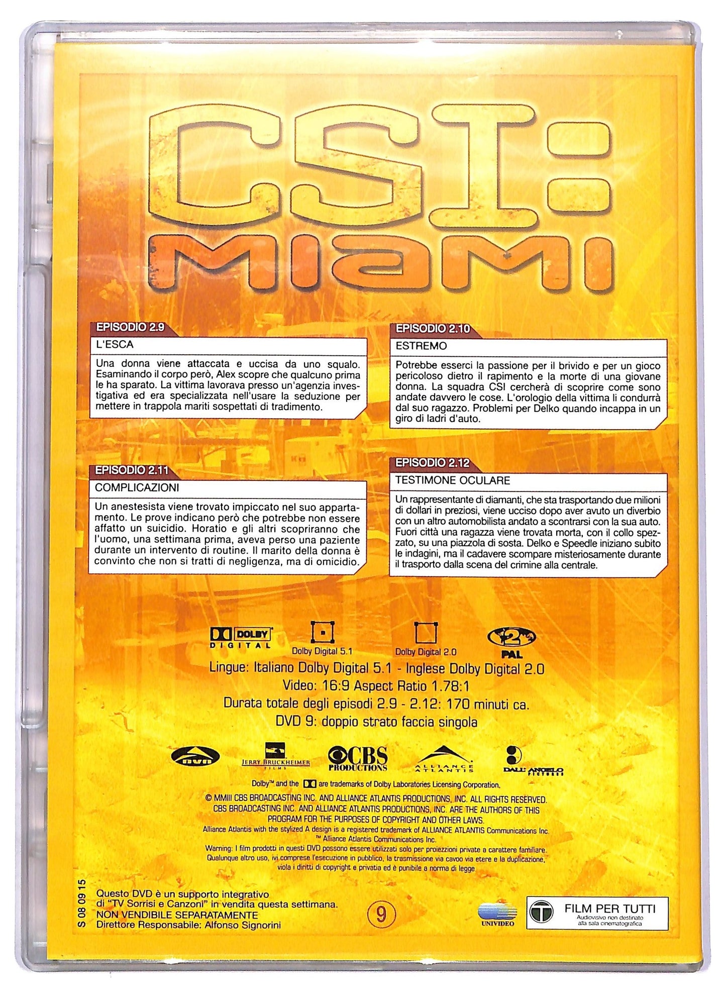 EBOND CSI miami seconda stagione episodi 9 - 12 EDITORIALE DVD D751039
