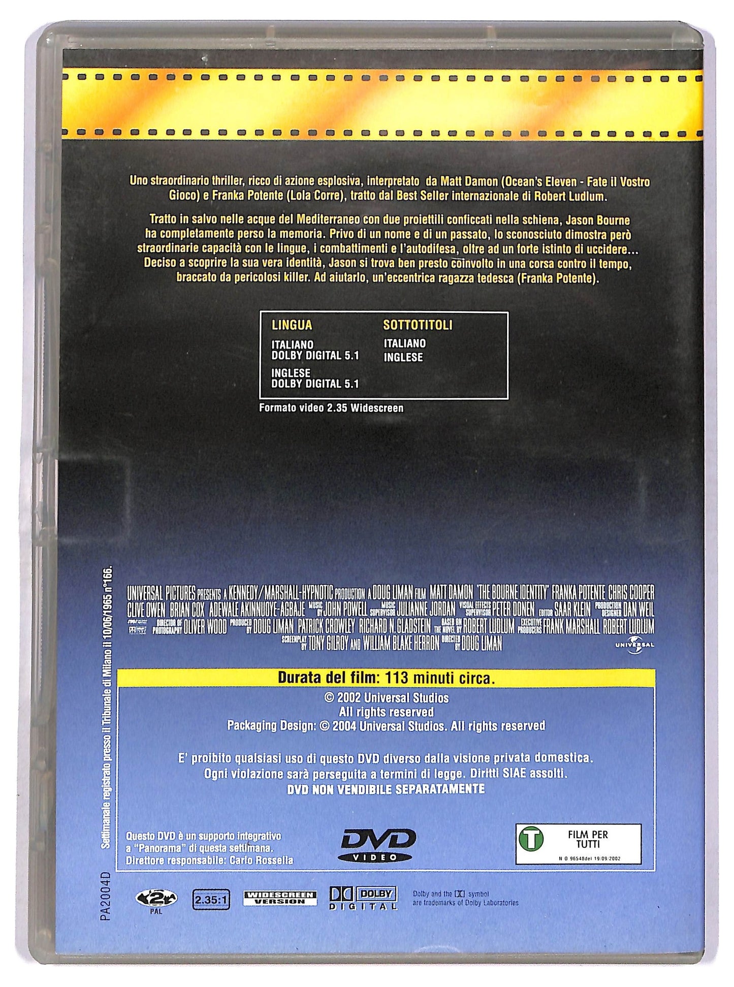 EBOND the bourne identity -  EDITORIALE  DVD D752301