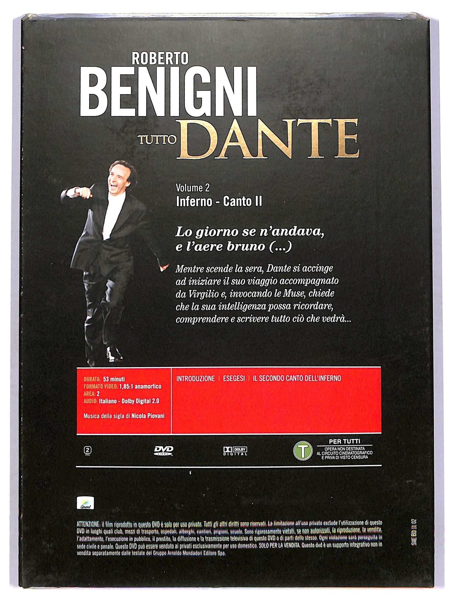 EBOND Roberto Benigni Tutto Dante vol.2 Inferno Canto II EDITORIALE DVD D752835