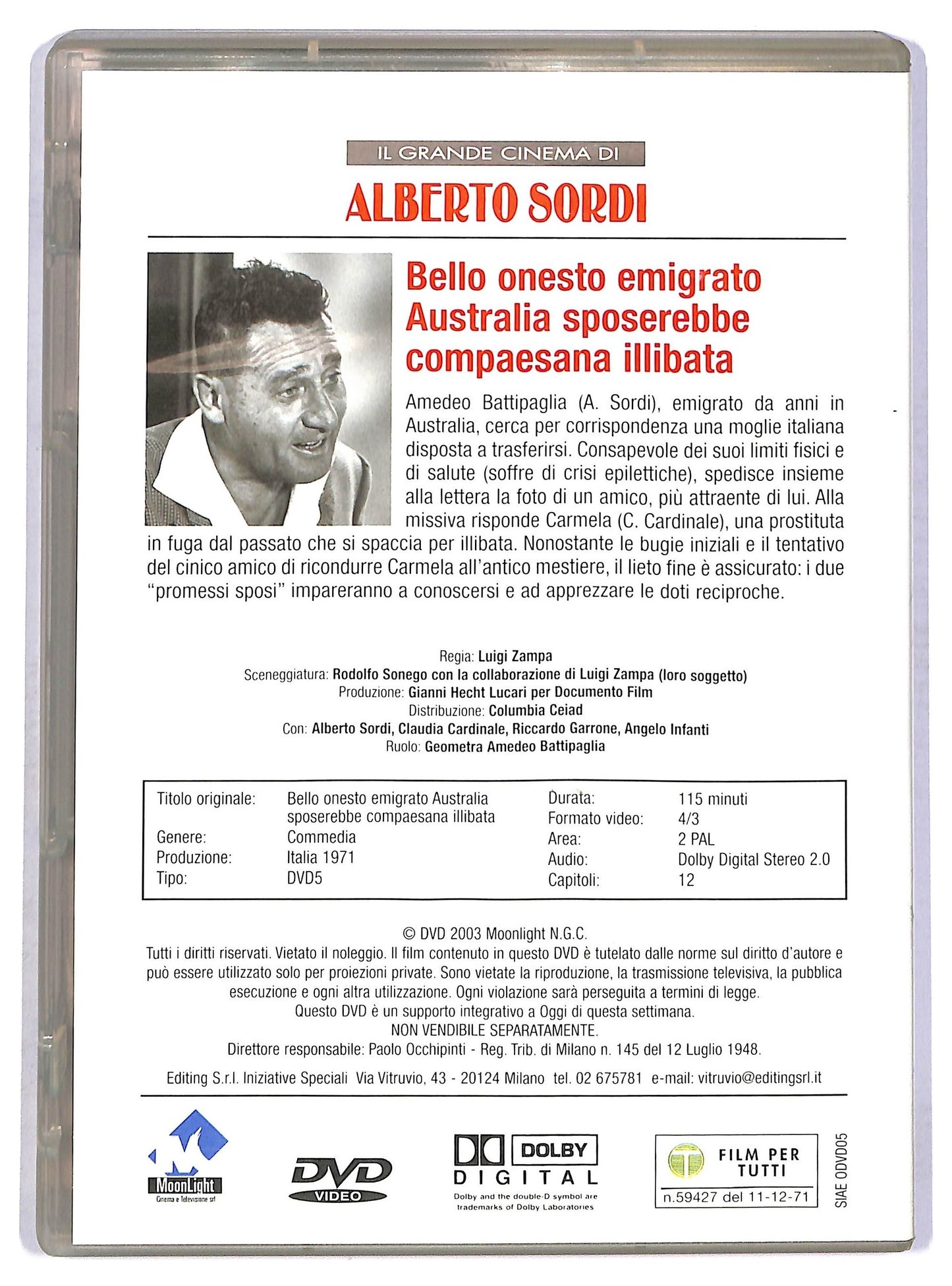 EBOND Bello Onesto Emigrato Australia Sposerebbe Compaesana Illibata DVD D753813