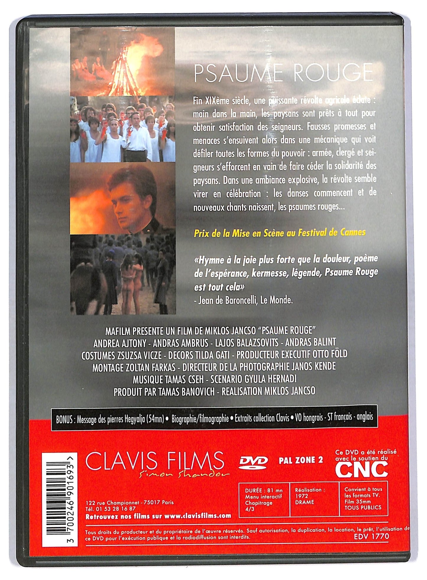 EBOND Psaume rouge prix de la mise en scene festival de cannes - no ita DVD D756310