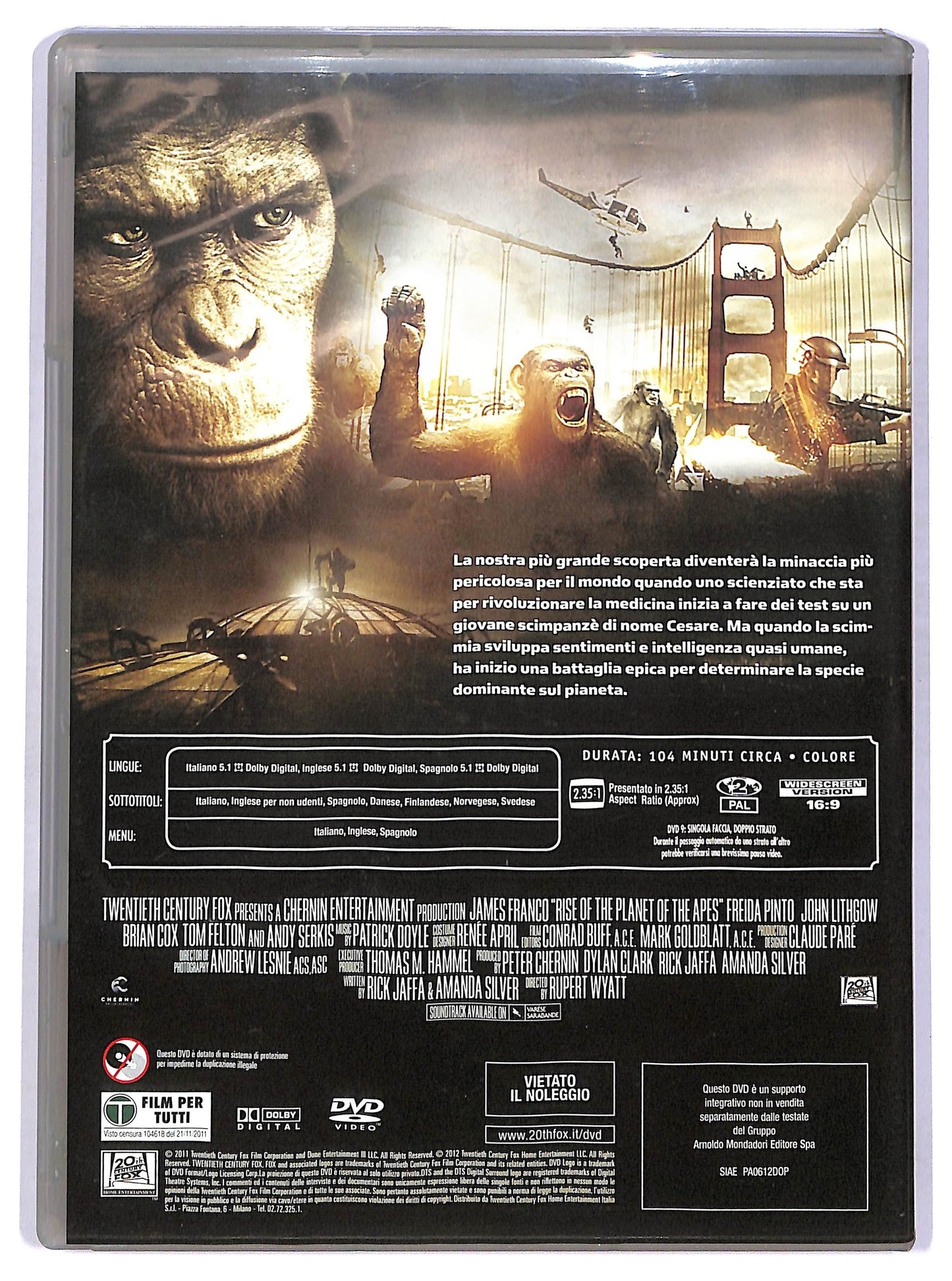 EBOND L'alba del pianeta delle scimmie  EDITORIALE DVD D760356