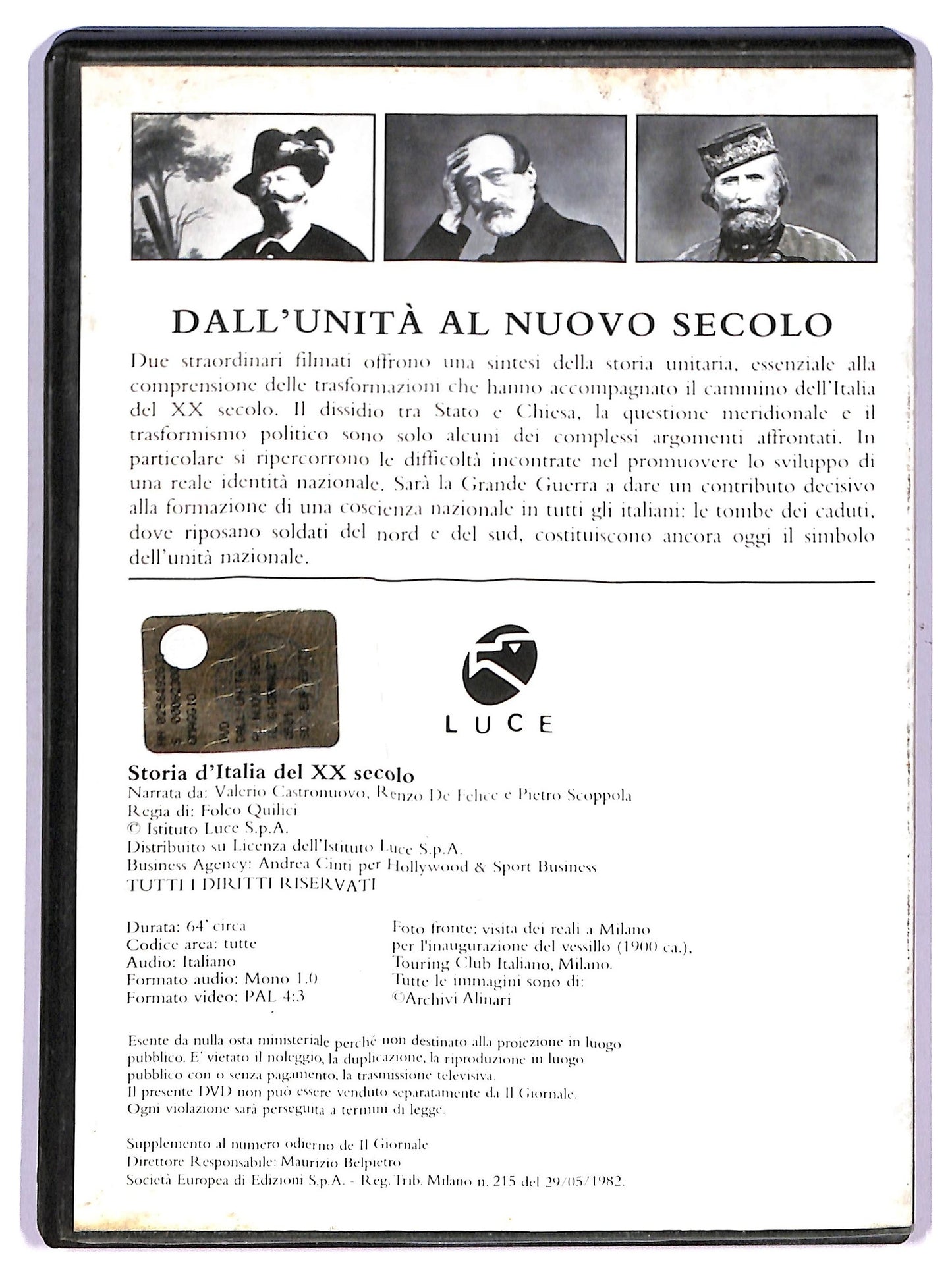 EBOND Dall'unita Al Nuovo Secolo  DVD  Editoriale D763037