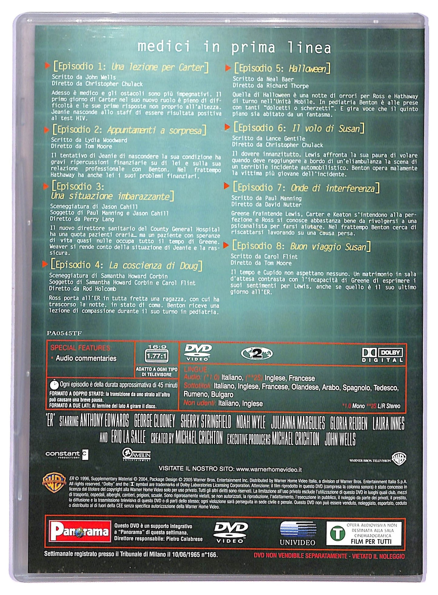 EBOND ER Medici in Prim Linea Disco 8 Anno 3 Epis. 1- 8 EDITORIALE DVD D765229