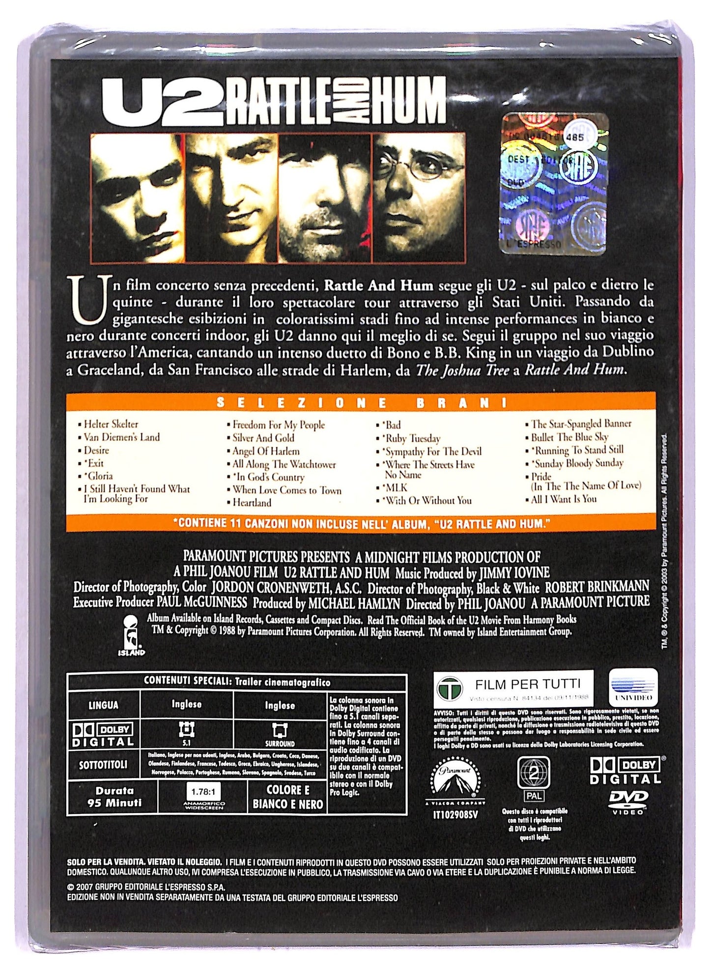 EBOND U2 – Rattle And Hum EDITORIALE DVD D768039