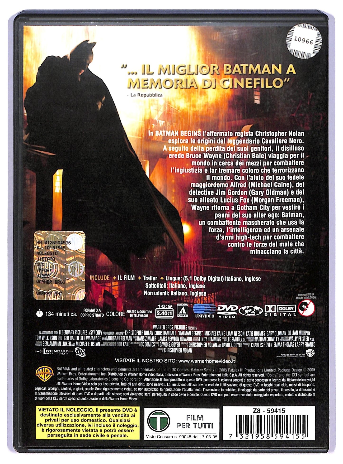 EBOND Batman Begins Di Christopher Nolan DVD Ex Noleggio D768433