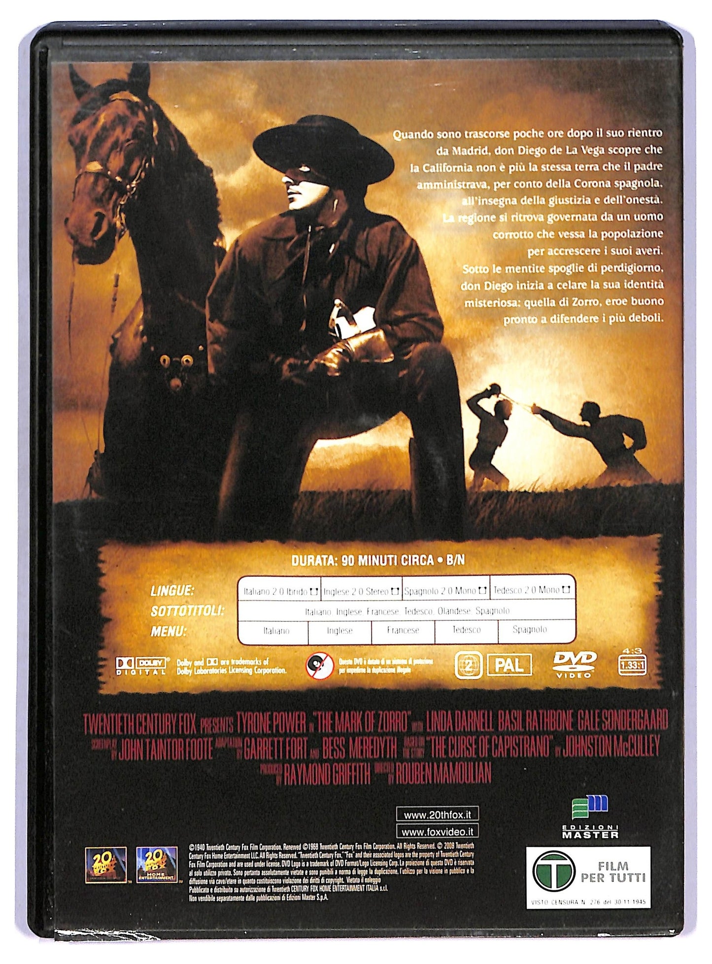 EBOND Il segno di Zorro  EDITORIALE DVD D768443