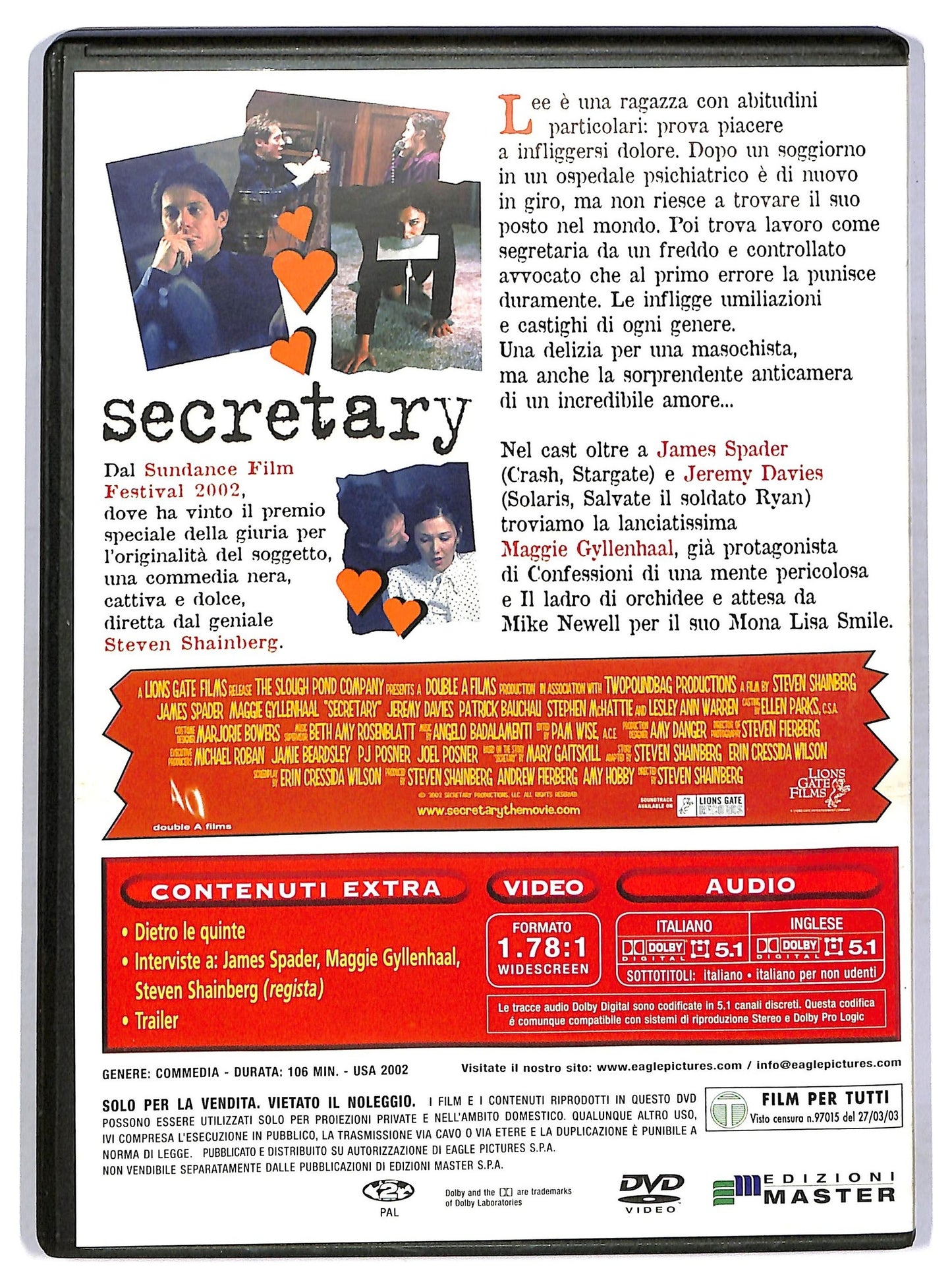 EBOND Secretary  Con James Spader DVD Editoriale D771041
