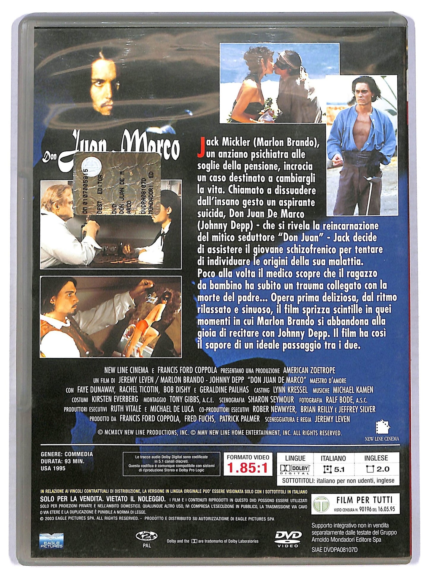EBOND Don Juan De Marco Maestro D'Amore EDITORIALE DVD D771223