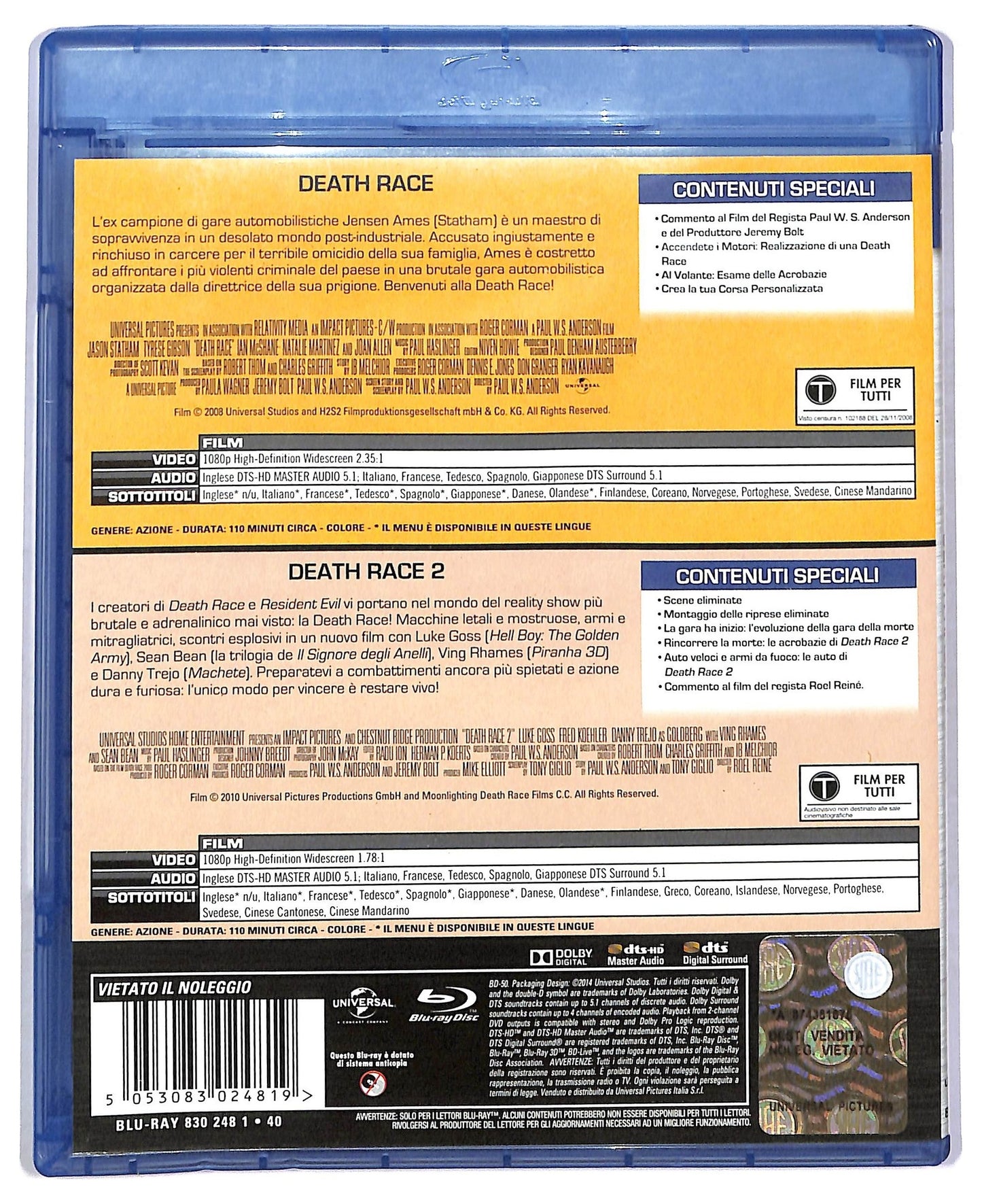 EBOND Death Race + Death Race 2 BLURAY D773407