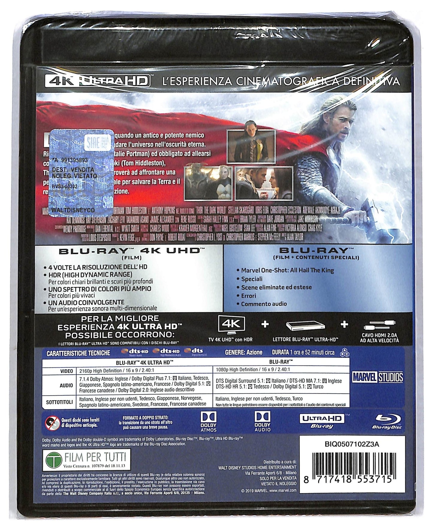 EBOND Thor The Dark World 4k Ultra Hd + BLURAY D773527