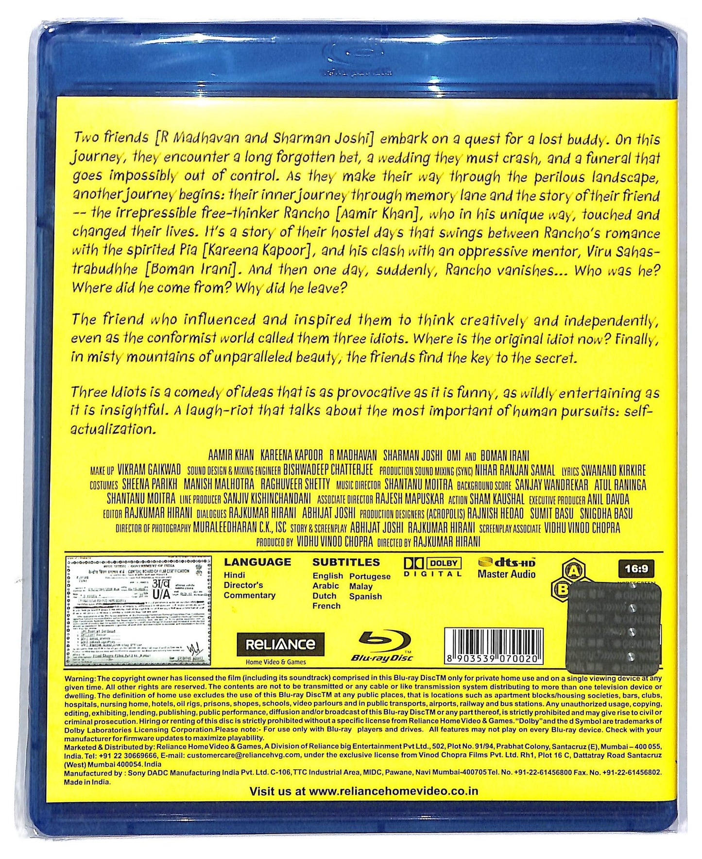 EBOND 3 Idiots UK Version BLURAY  BLURAY BLURAY D773535