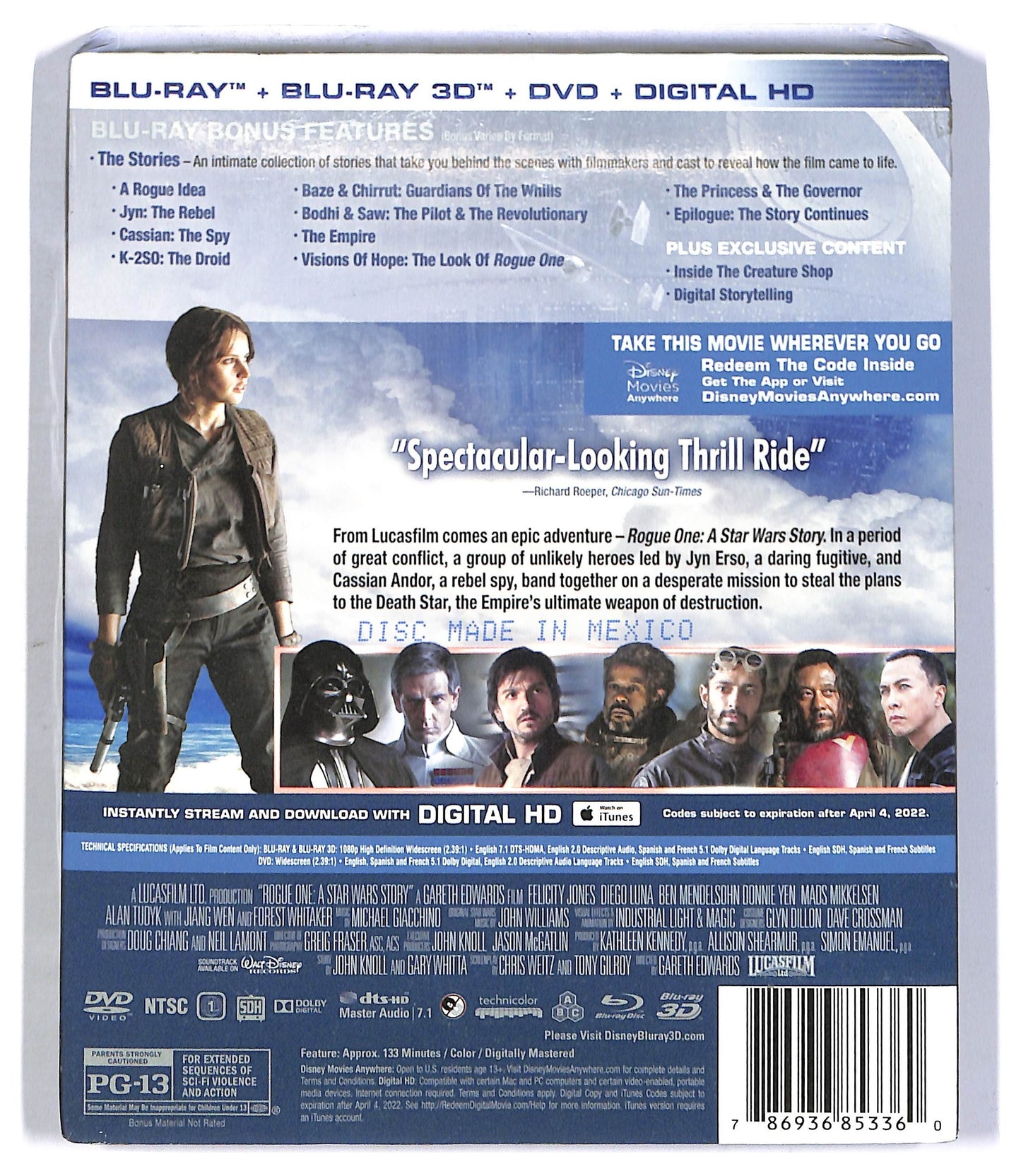 EBOND Rogue One: A Star Wars Story DVD + Digital HD BLURAY 3d BLURAY NTSC BLURAY D773605