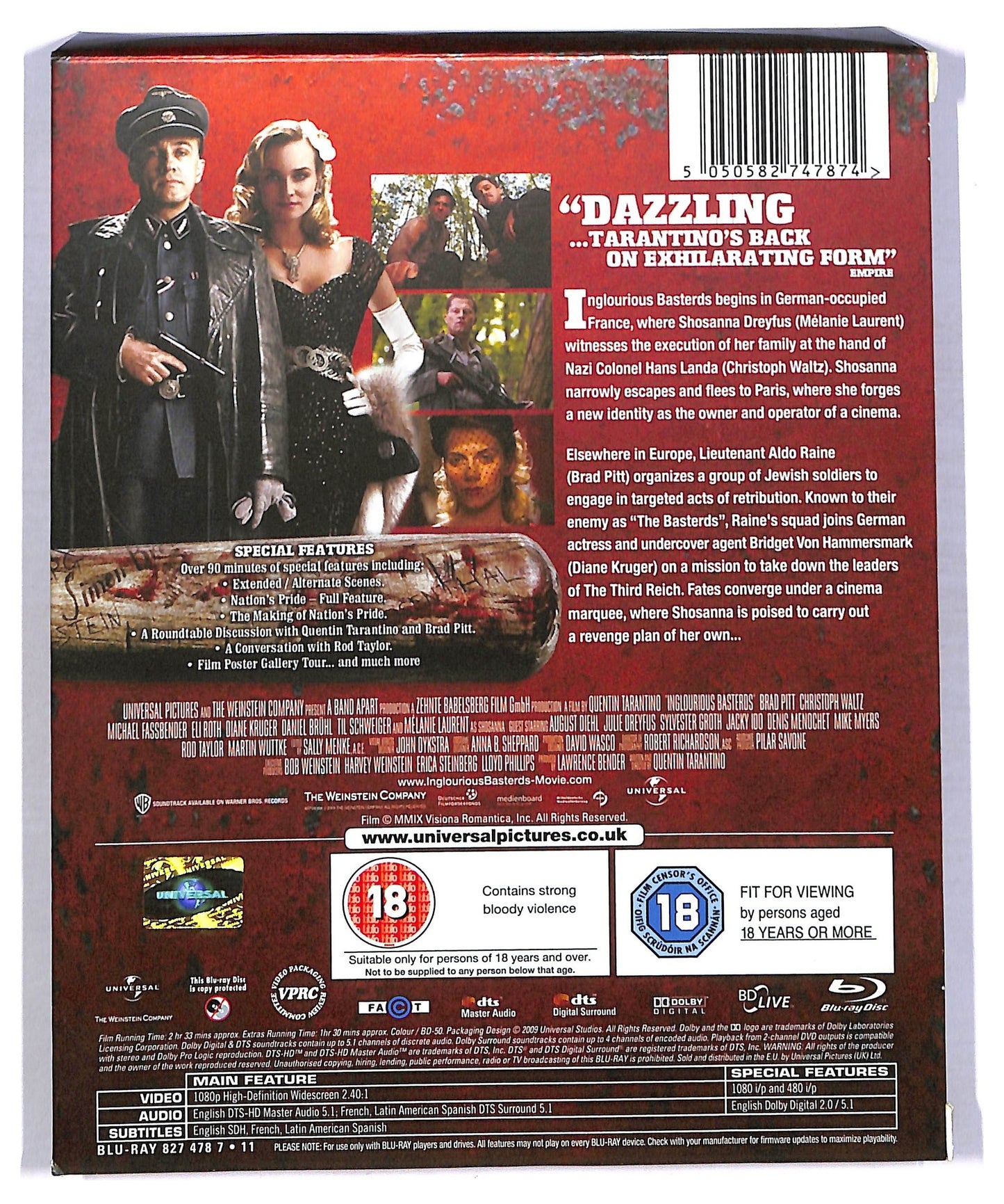 EBOND Inglourious Basterds Limited Edition (UK Version) BLURAY BLURAY D777251