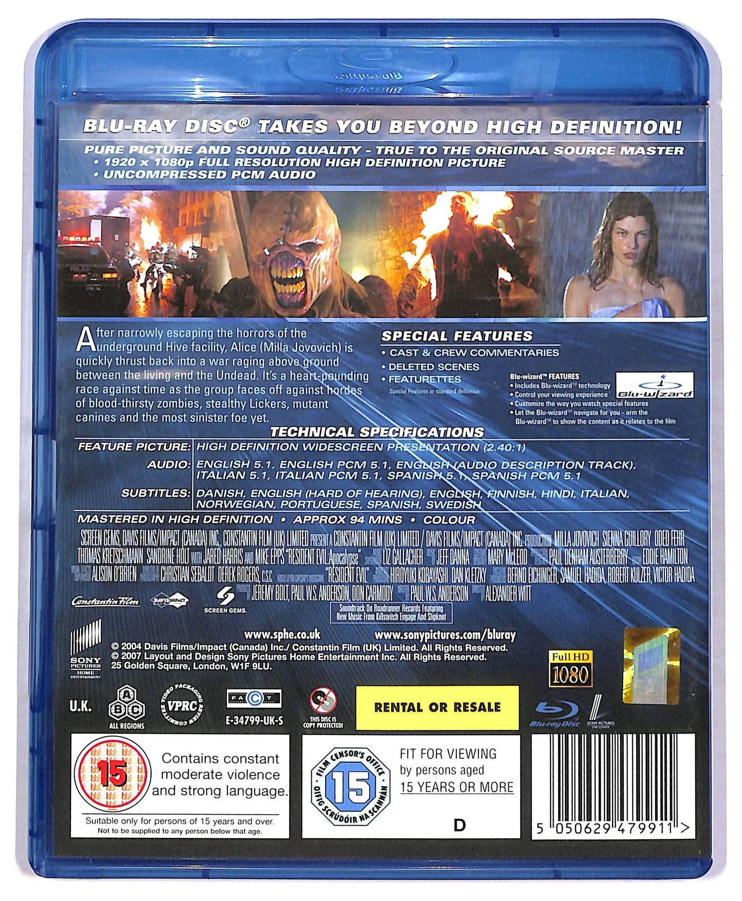 EBOND Resident Evil: Apocalypse Uk edition BLURAY  BLURAY BLURAY D777450