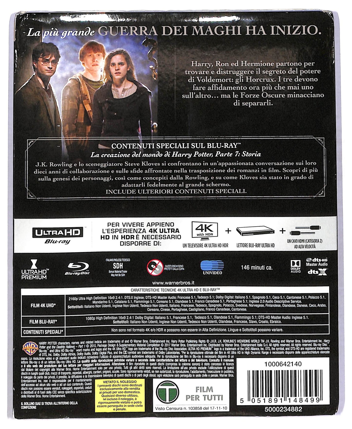 EBOND Harry potter e i doni della morte parte 1 - 4K ULTRA HD BLURAY  BLURAY BLURAY D778947