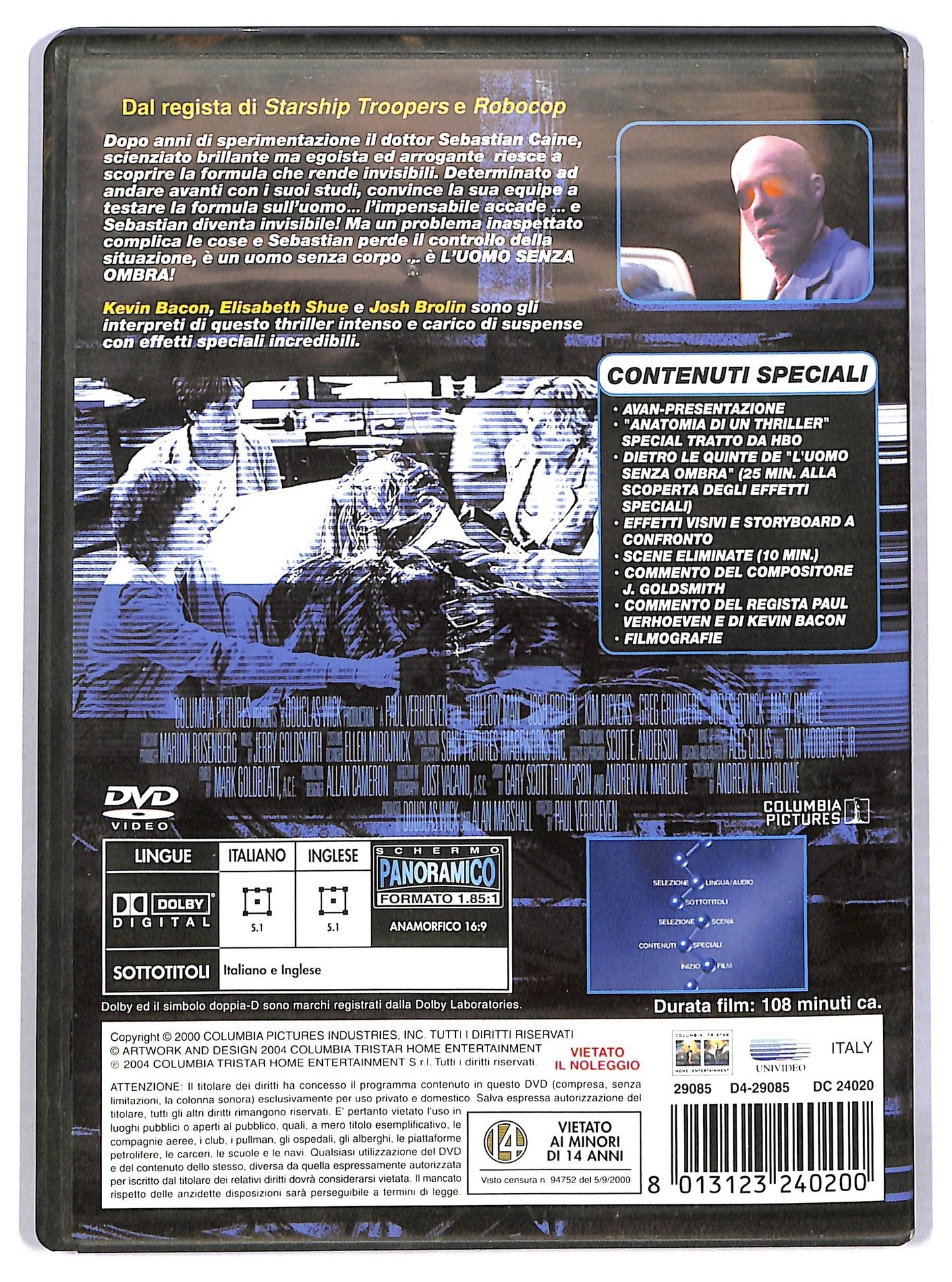 EBOND L'uomo senza ombra DVD D780463