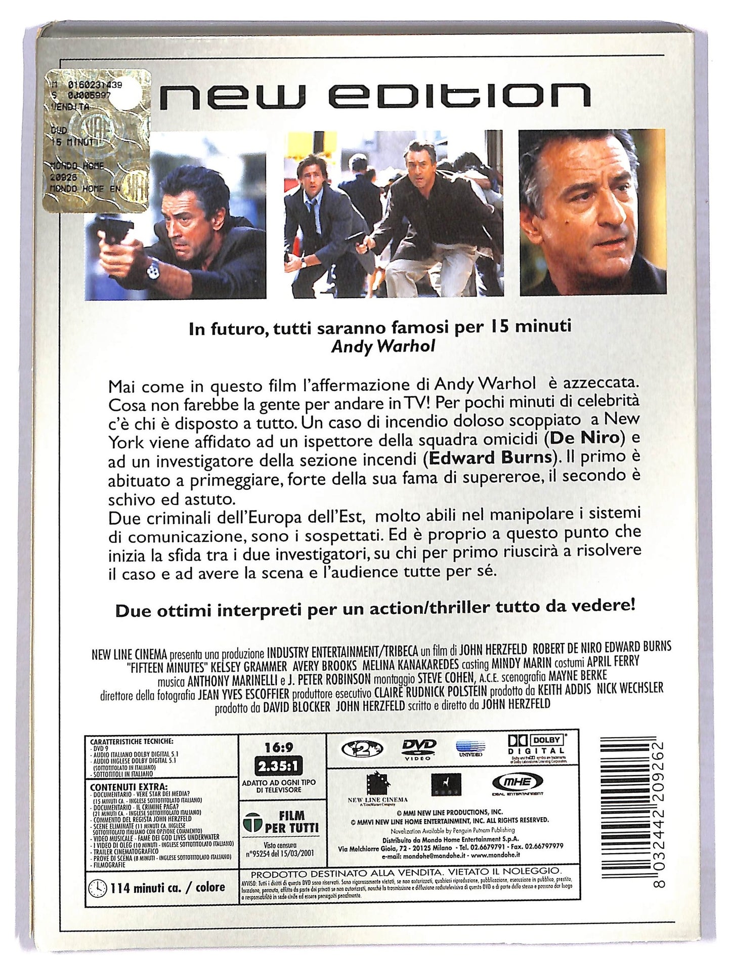 EBOND 15 minuti - Follia Omicida a New York SLIPCASE DVD SLIM D780630