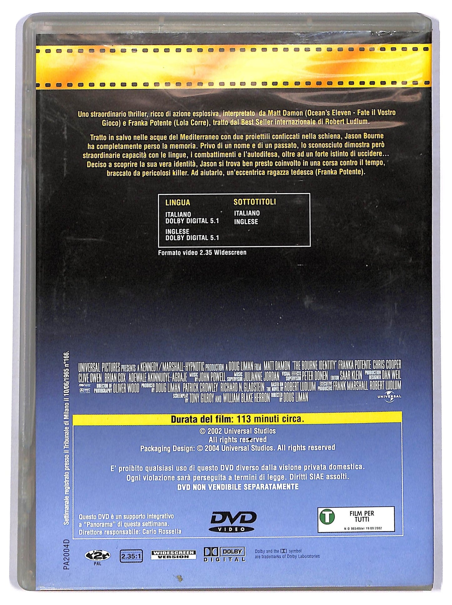 EBOND the bourne identity -  EDITORIALE  DVD D781943
