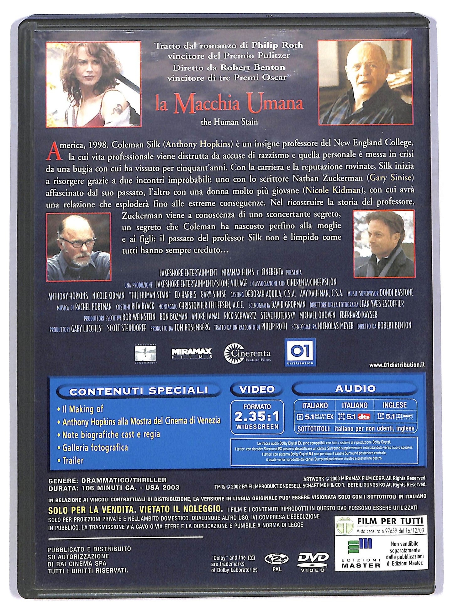 EBOND La macchia umana  EDITORIALE DVD D782111