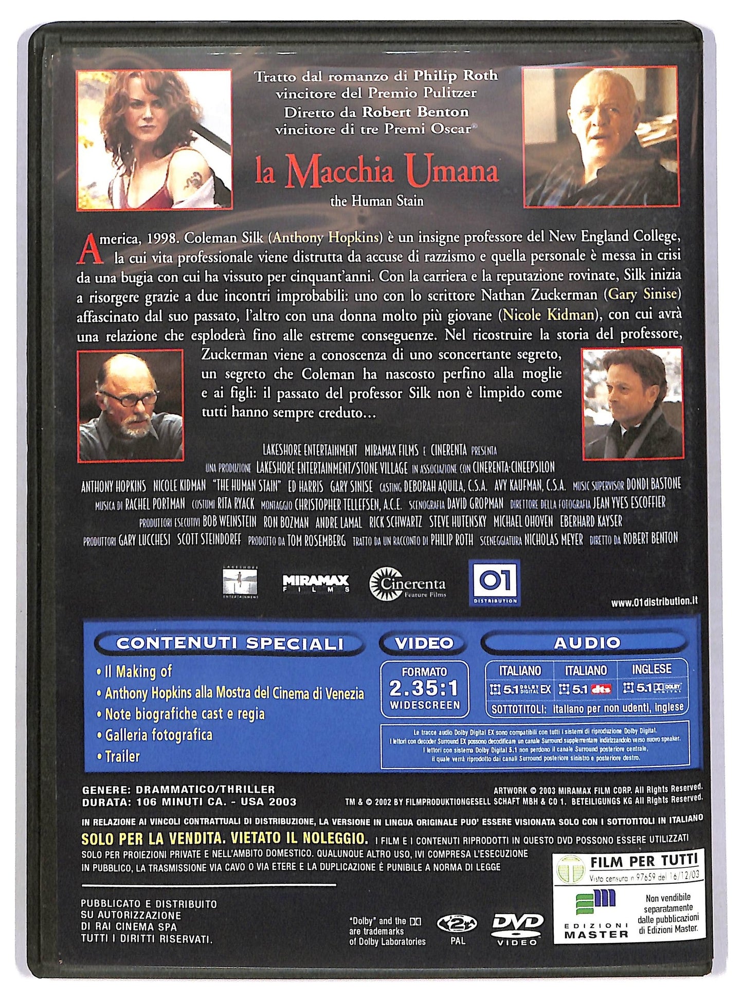 EBOND La macchia umana EDITORIALE DVD D782653