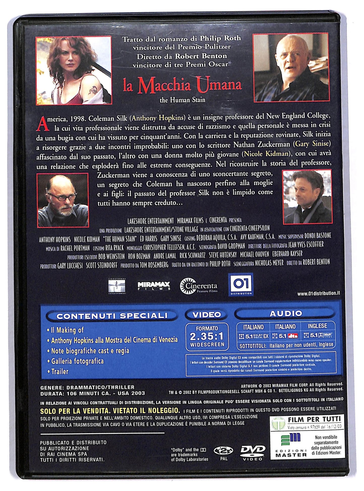 EBOND La macchia umana EDITORIALE DVD D784463