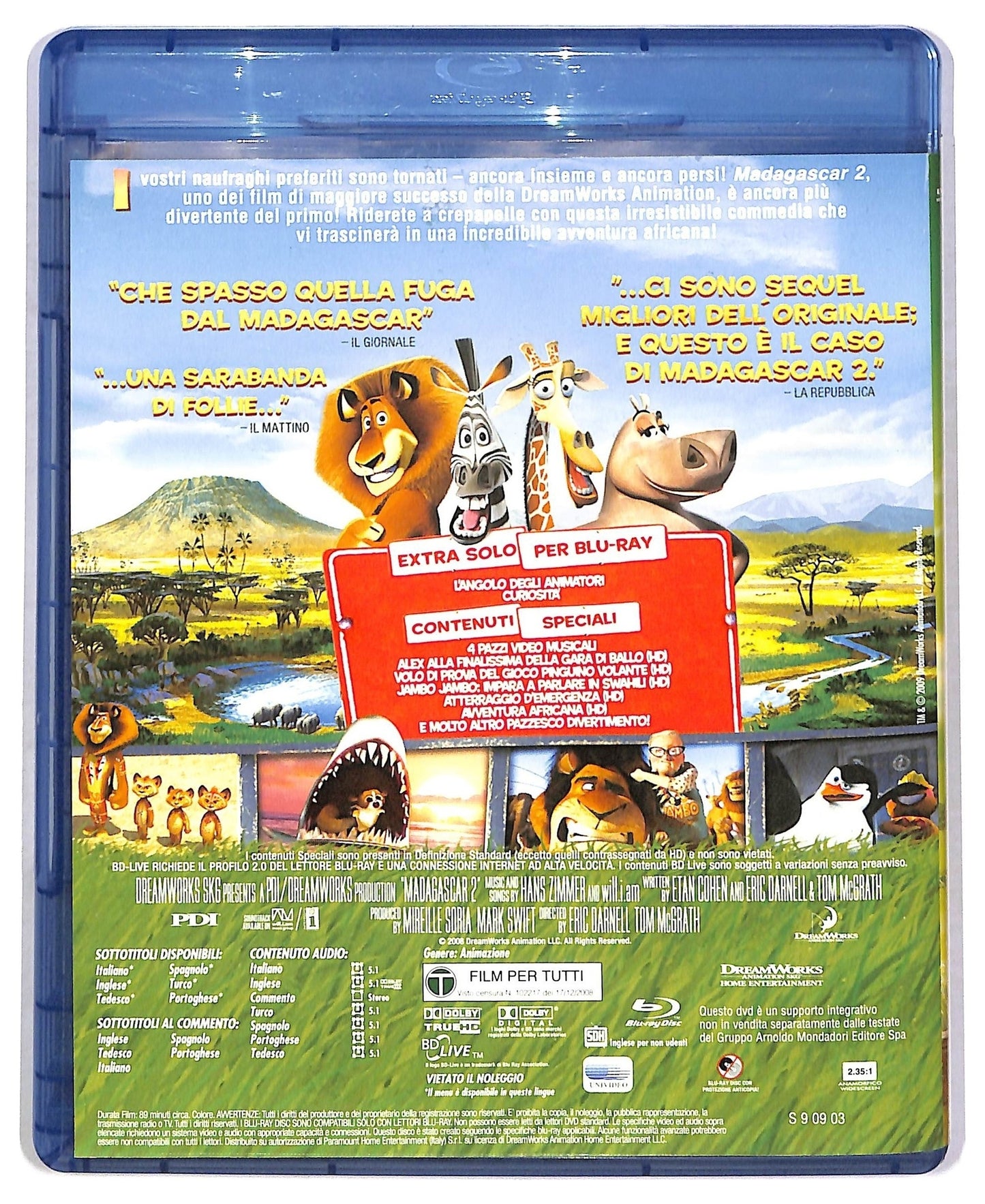 EBOND Madagascar 2 EDITORIALE BLURAY BLURAY BLURAY D786323