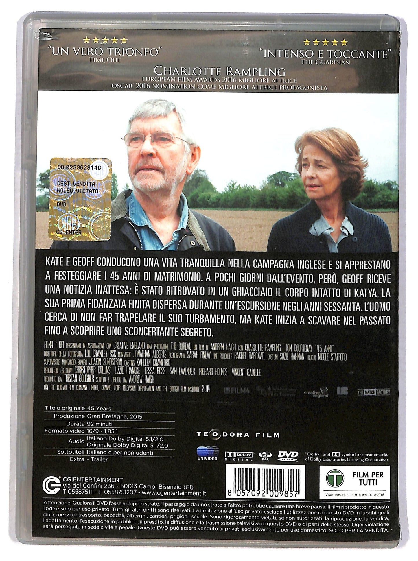 EBOND 45 Anni (2015) Di Andrew Haigh Con Charlotte Rampling DVD D786401