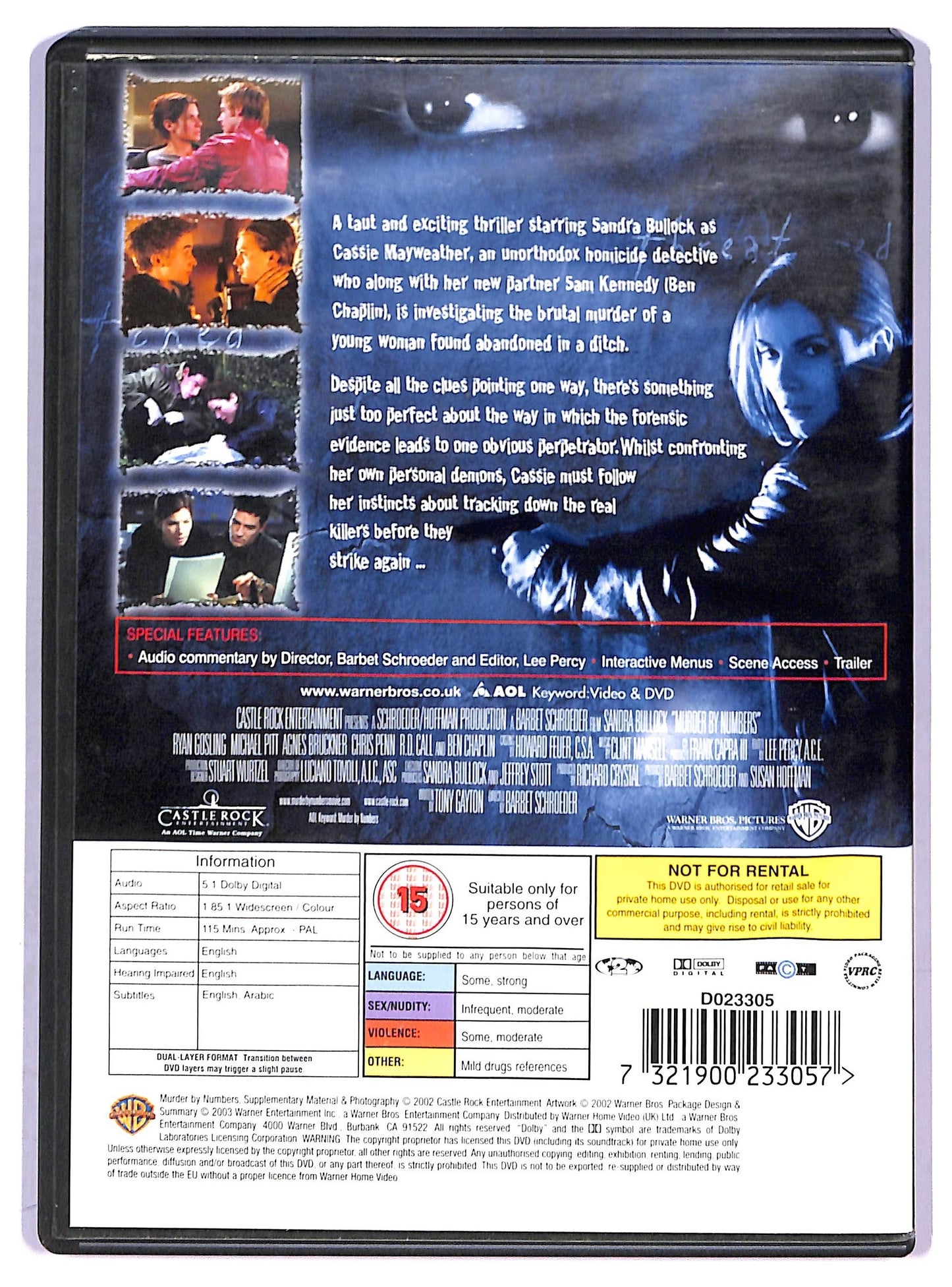 EBOND Murder By Numbers (2003) Sandra Bullock [edizione Regno Unito] DVD D790516