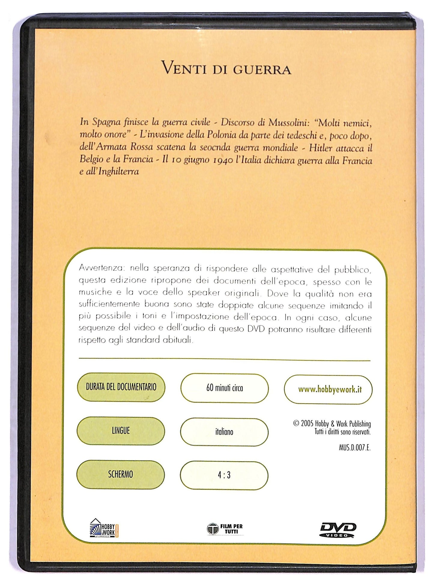 EBOND venti di guerra  EDITORIALE DVD D790828