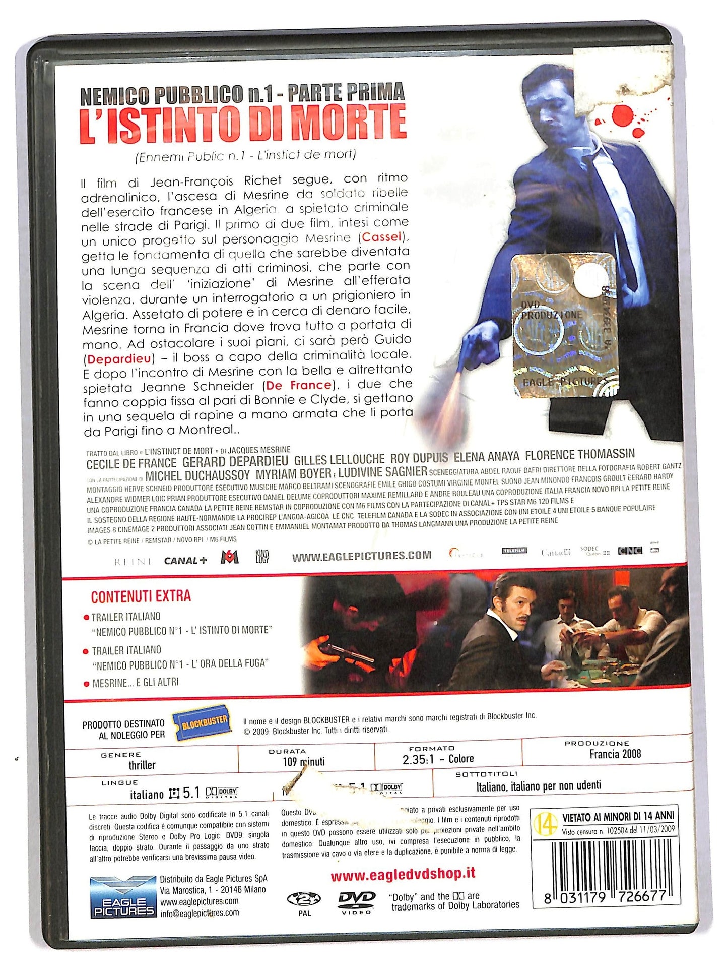 EBOND Nemico pubblico n.1 - Parte prima - L'istinto di morte DVD D791441