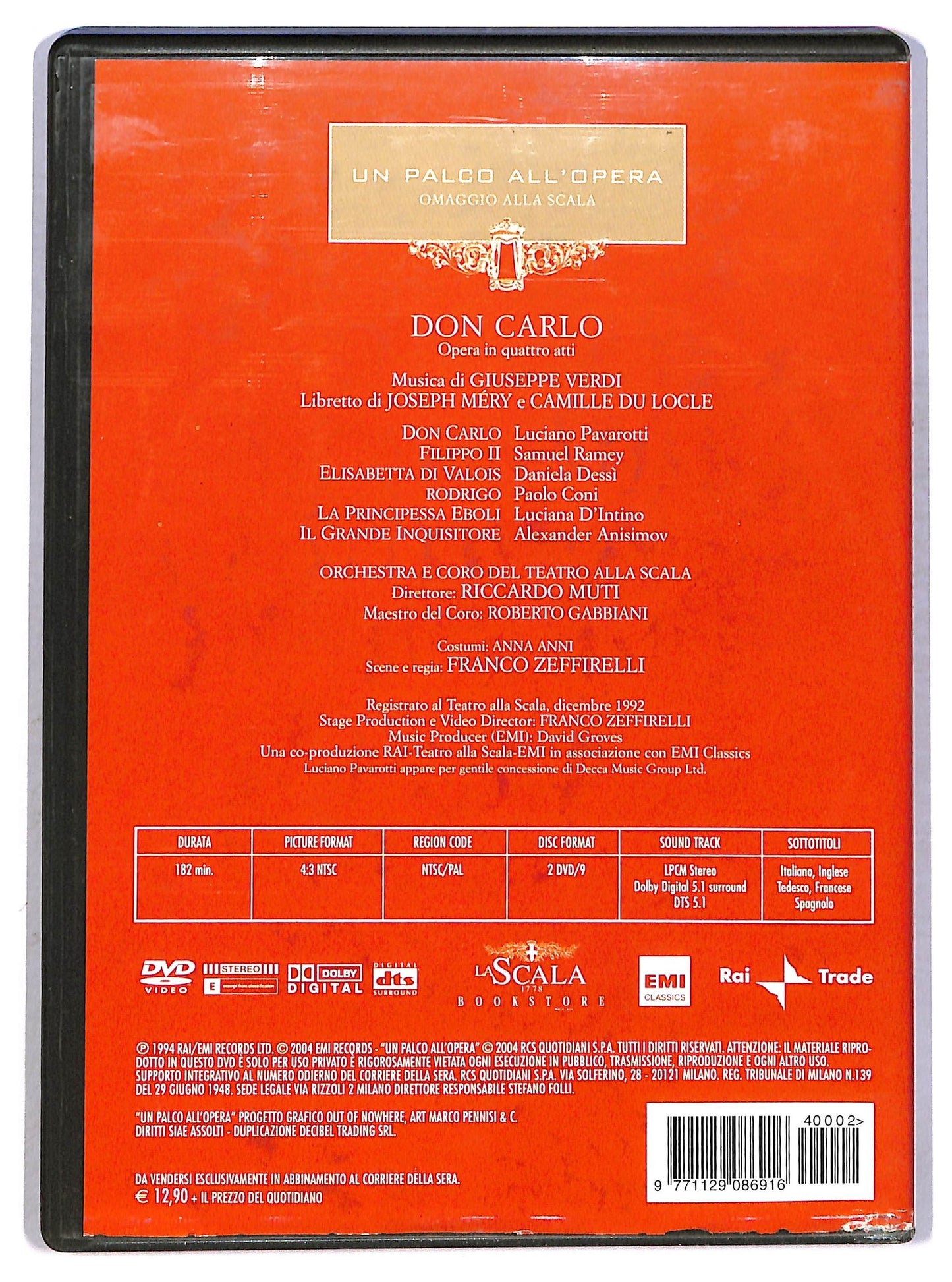 EBOND Un palco all'opera Vol.2 - Don Carlo - Giuseppe Verdi EDITORIA DVD D792814
