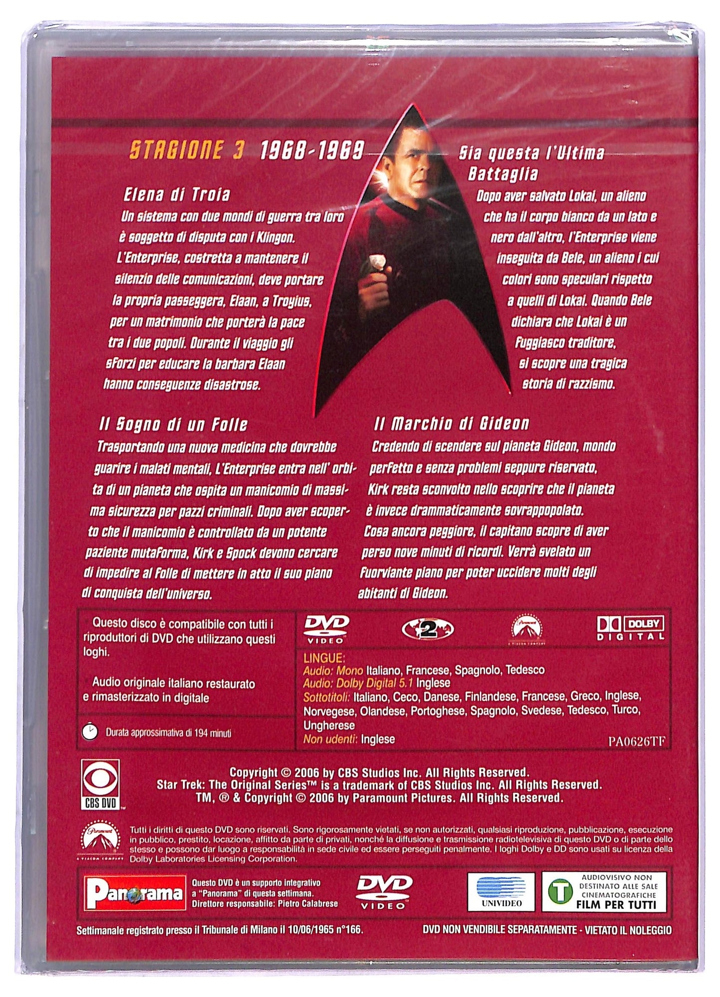 EBOND Star Trek Serie Classica Satgione 3 Episodi 13 - 16 EDITORIALE DVD D795328