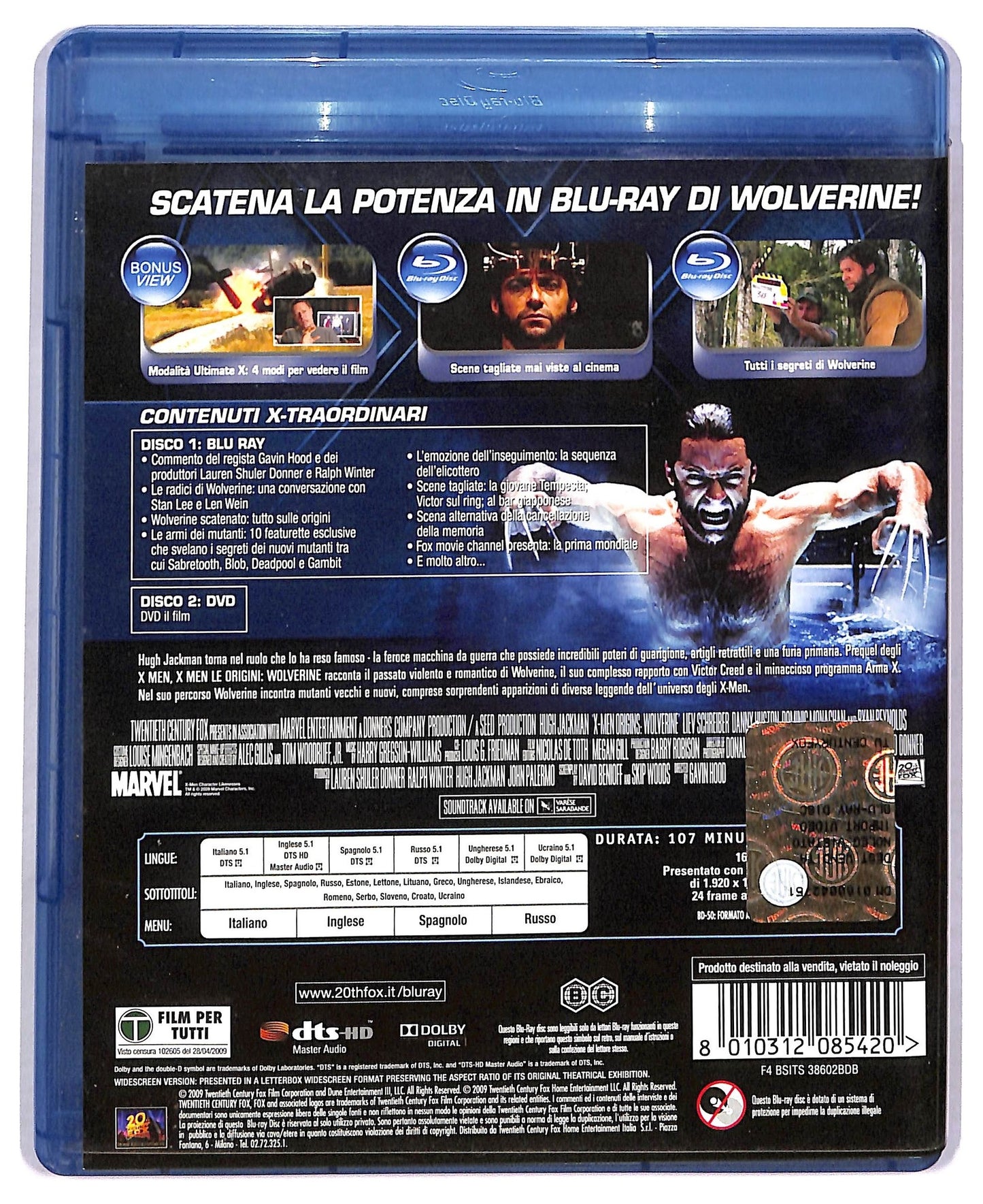 EBOND X-men Le Origini - Wolverine  BLURAY D797652