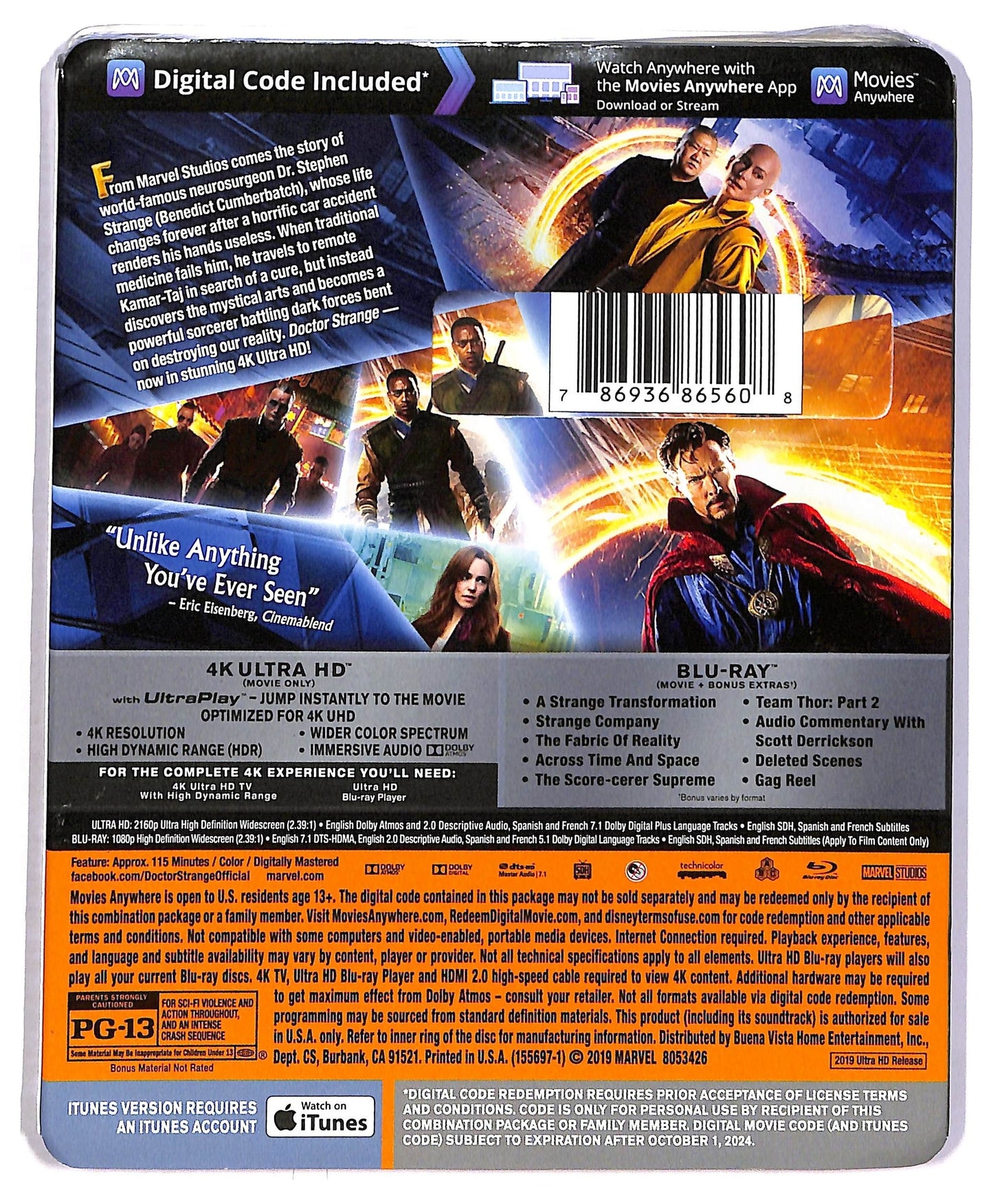 EBOND Doctor Strange 4k Ultra Hd + BLURAY + Digital Code BLURAY D797653