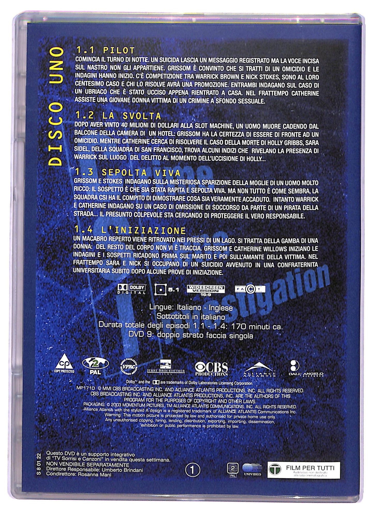 EBOND Csi crime scene investigation prima stagione episodi 1 - 4 EDITORIALE DVD D799413