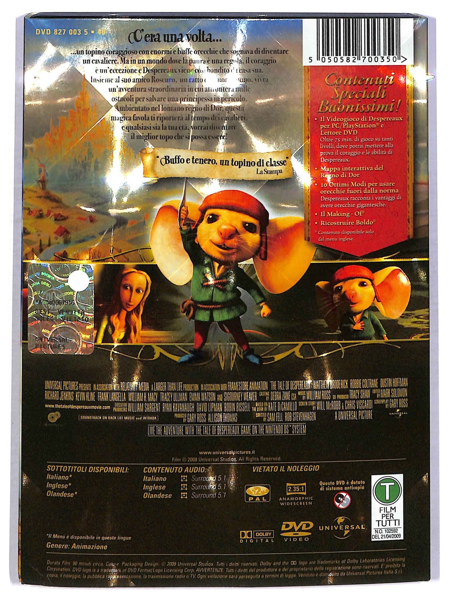 EBOND Le avventure del topino Despereaux SLIPCASE EDIZIONE SPECIALE DVD SLIM D799838