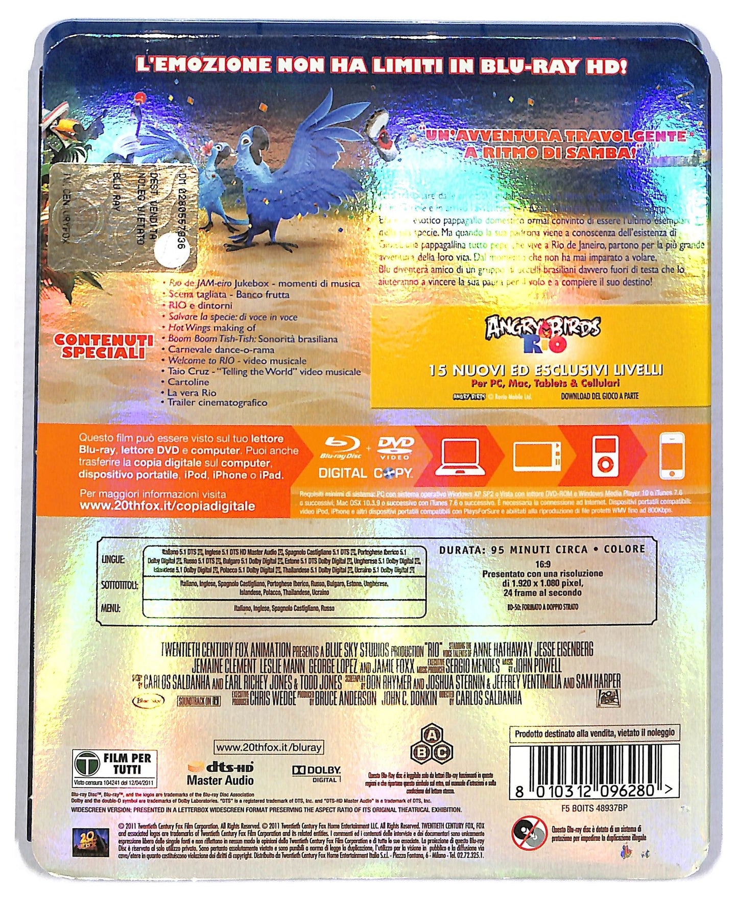 EBOND Rio BLURAY 3D +DVD + DIGITAL COPY Slipcase BLURAY SLIM D800148