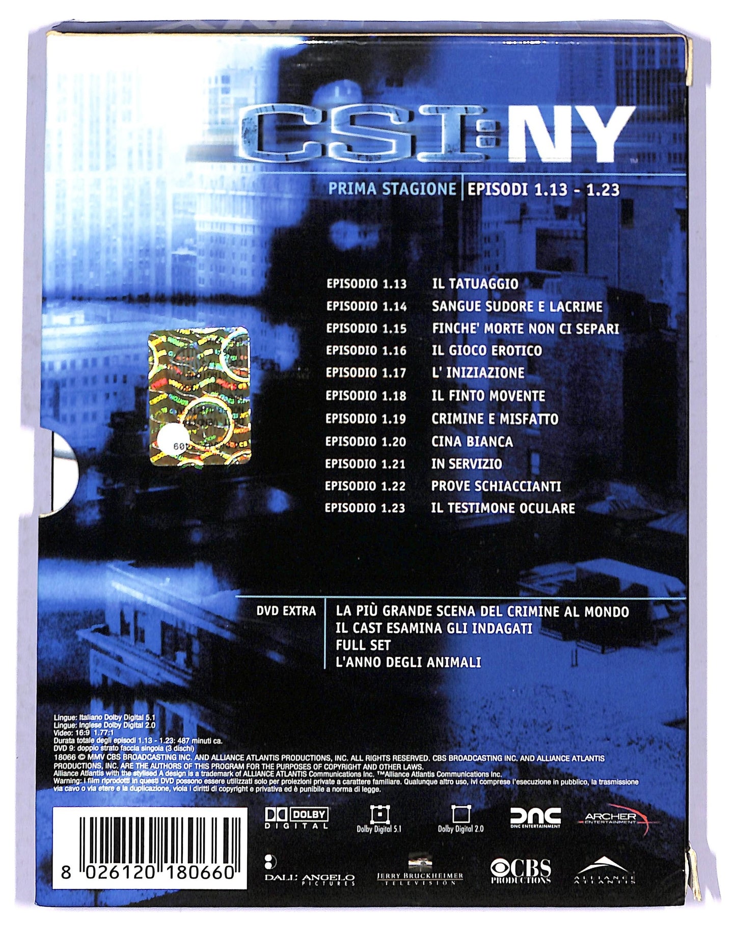 EBOND CSI:NY - Prima stagione (Eps. 13-23) (3 dischi) DIGIPACK DVD D800834