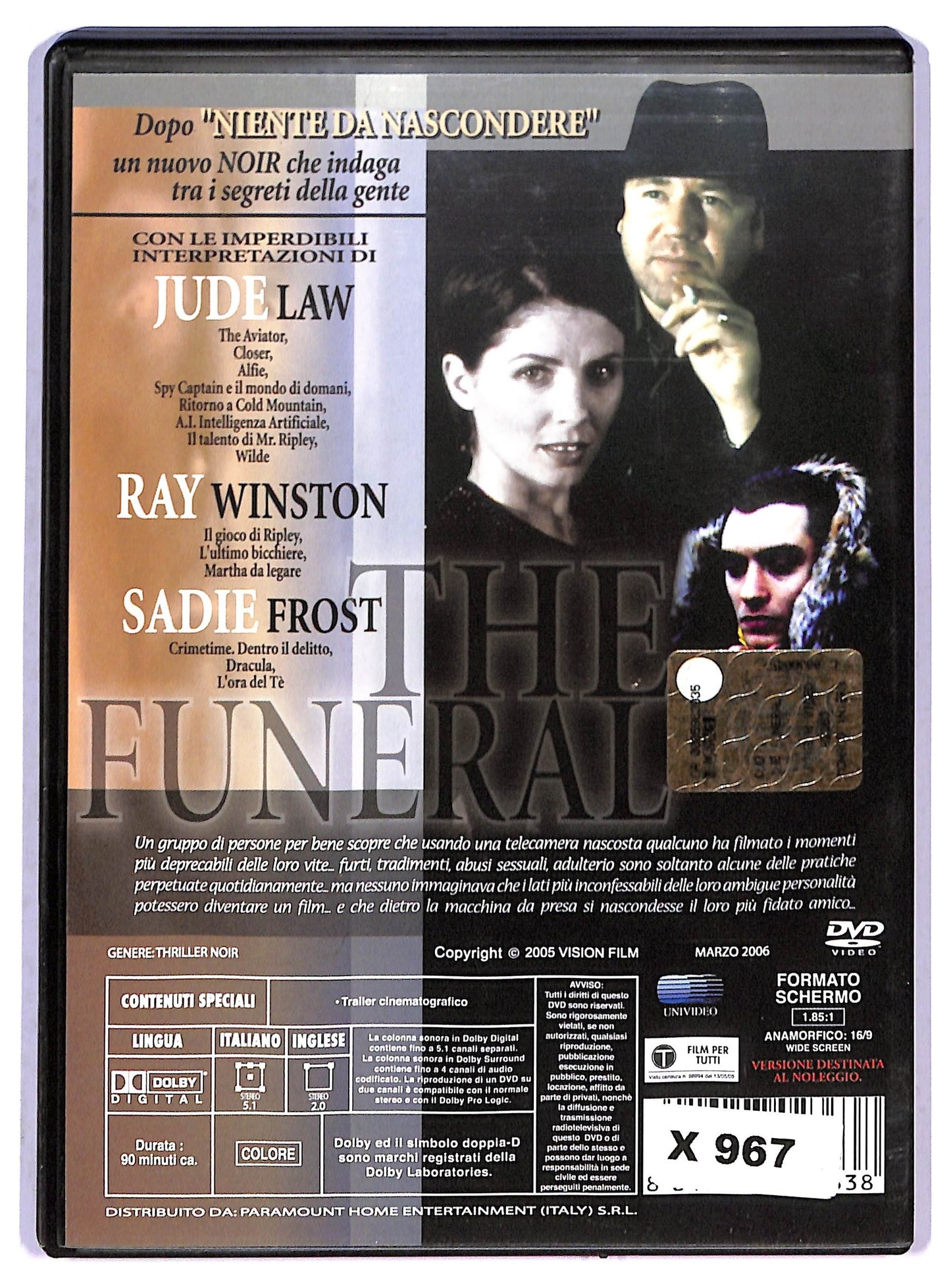 EBOND The funeral NOLEGGIO DVD D801043