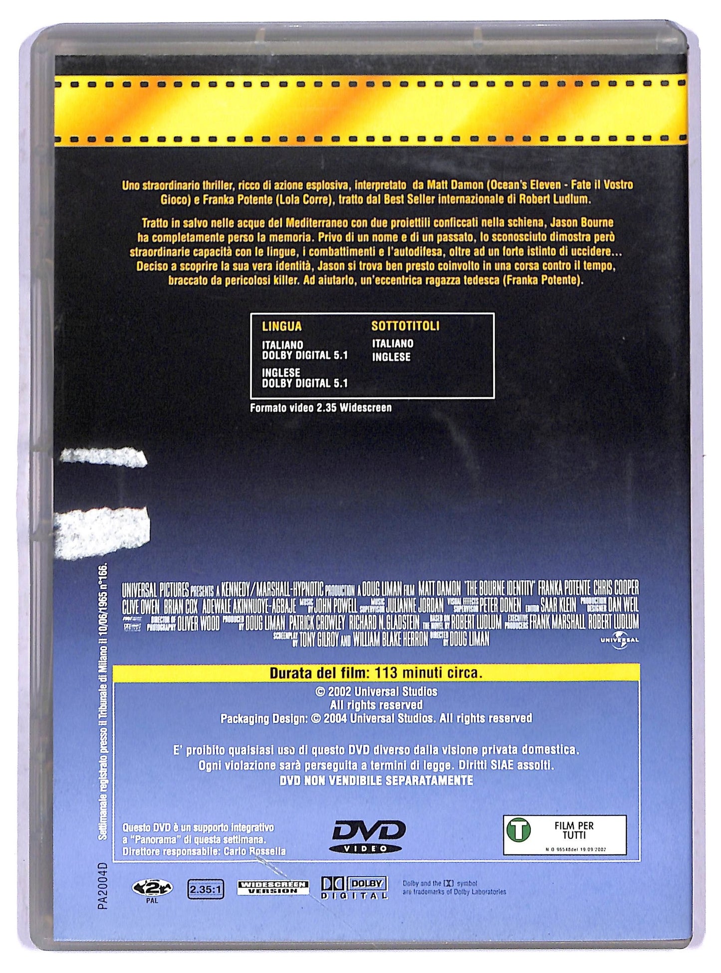EBOND the bourne identity -  EDITORIALE  DVD D802524