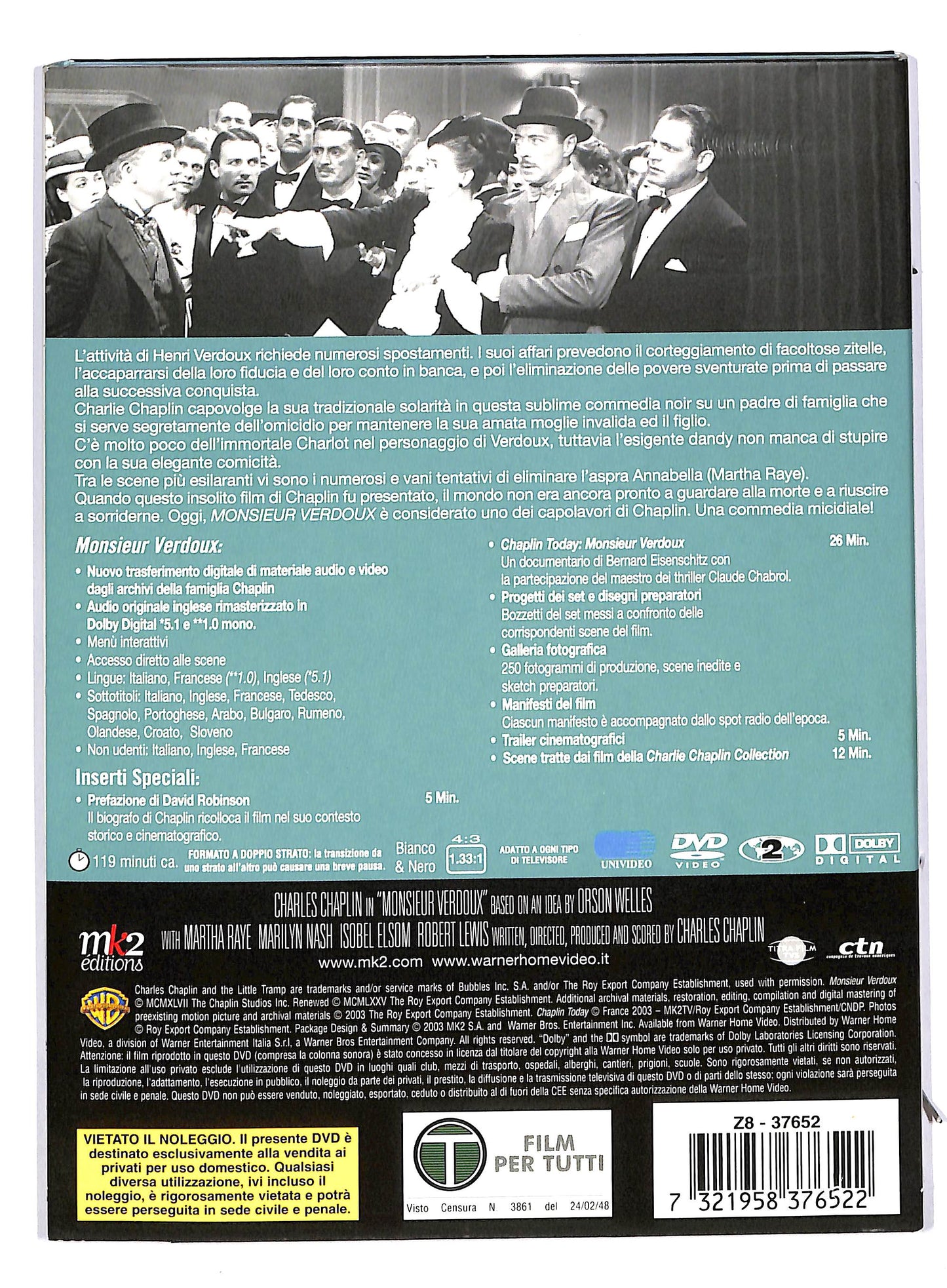 EBOND Charlie Chaplin Collection - Monsieur verdoux DIGIPACK DVD D803038