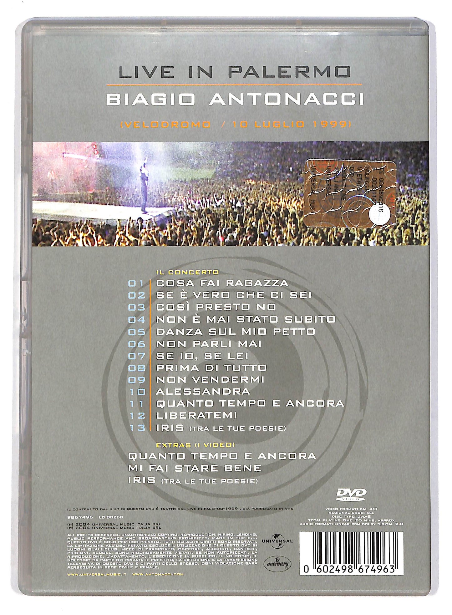 EBOND Live in Palermo - Biagio Antonacci DVD D803141