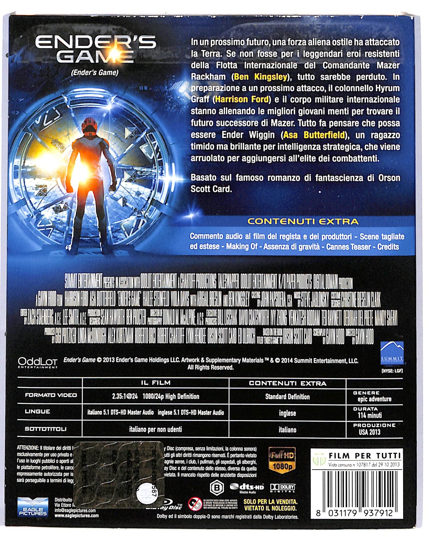 EBOND Ender's Game EDIZIONE SPECIALE BLURAY D804526